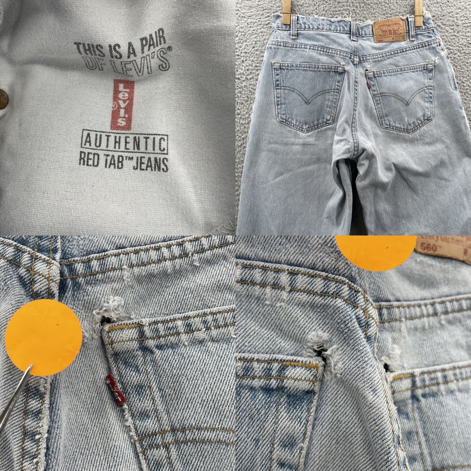 Levi's VINTAGE Levi's Jeans 560 Streetwear 90s 80s Y2k Denim Blue 31x34 Men Regular Slim Fit 5-Pocket Cotton Leather Patch Zipper Button Rise Mid fold Size US 31 - 8 Thumbnail