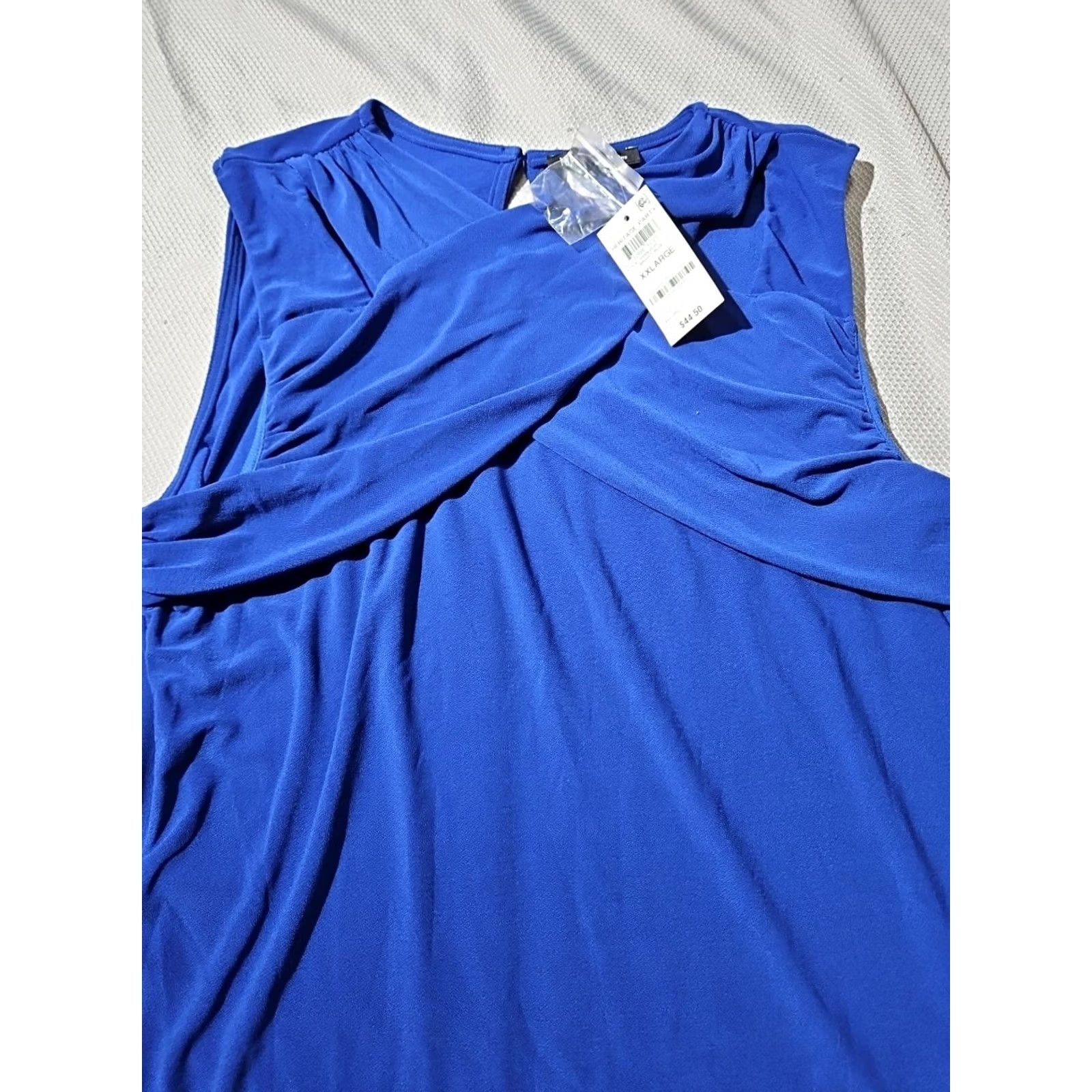 Vintage NWT INC International Concepts Shirt Womens XXL 2XL Blue Wrap Ruched Top Vest? Size XXL / US 16-18 / IT 52-54 - 2 Thumbnail