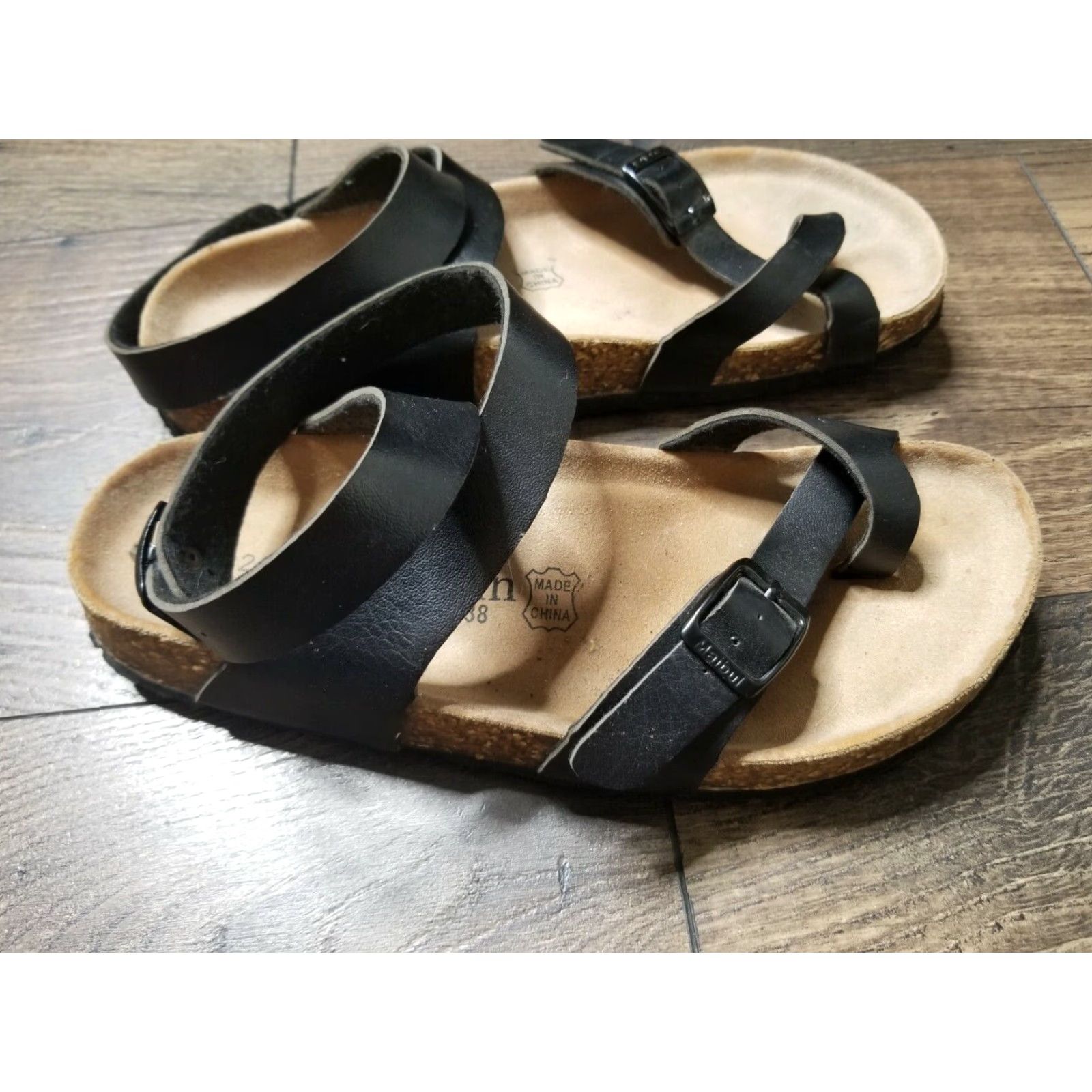 Vintage Maibulun Women's Black Crisscross Ankle Sandals EU 38 US 7 M Synthetic Slide Size US 7 / IT 37 - 4 Thumbnail