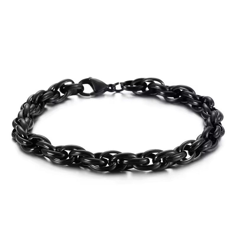 Jewelry Black Charm Bracelet in Silver, Men's