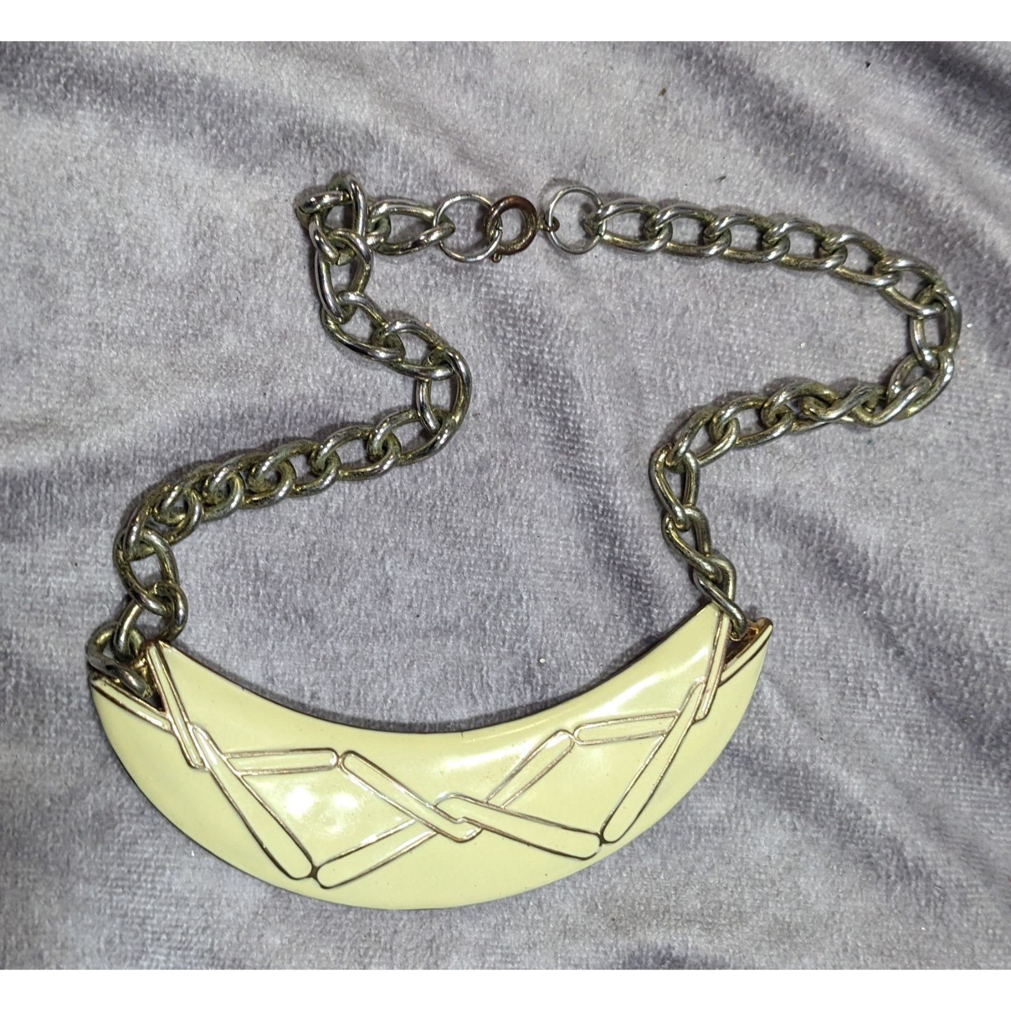 Other Vintage Abstract Modernist Cream And Gold Tone Statement Nec Size ONE SIZE - 6 Thumbnail