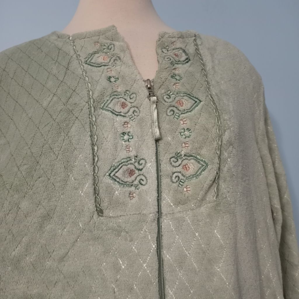 Oscar De La Renta Vintage Oscar Dela Renta Full Zip Night Robe Maxi Mint Green Size S / US 4 / IT 40 - 4 Thumbnail