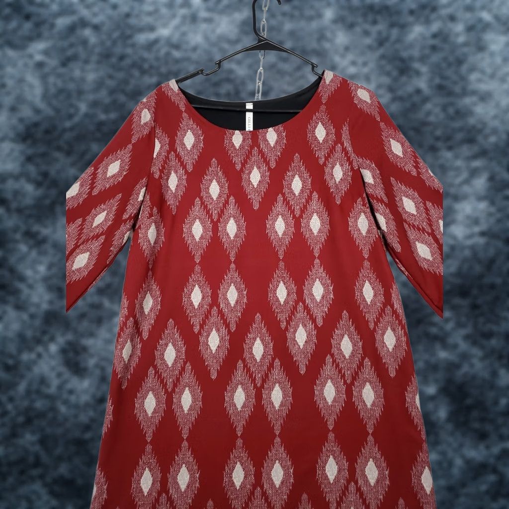Vintage VINTAGE Gilli Tunic Mini Dress Maroon All Over Southwestern Print Boho Festival M Made USA Size M / US 6-8 / IT 42-44 - 1 Thumbnail