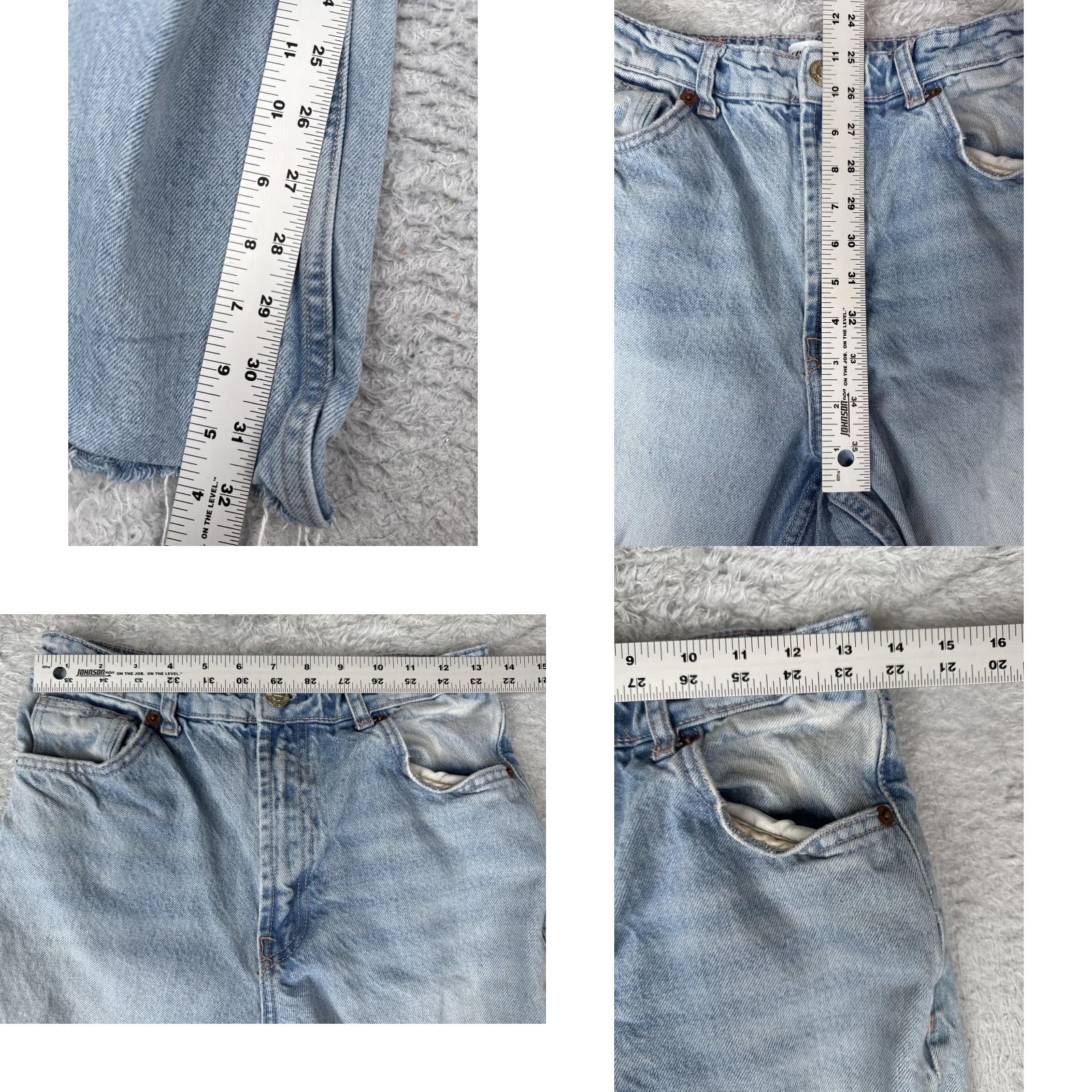 Zara Zara Jeans Women 6 Light Wash Distressed Ripped Knee High Rise Raw Hem Wide Leg Size 28" / US 6 / IT 42 - 8 Thumbnail