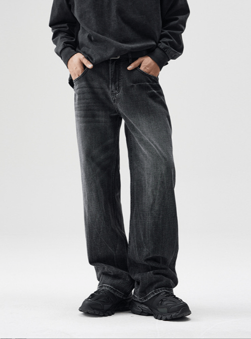 Japanese Brand × Jean Men's loose distressed washed wide-leg high street jeans Size US 32 / EU 48 - 2 Thumbnail