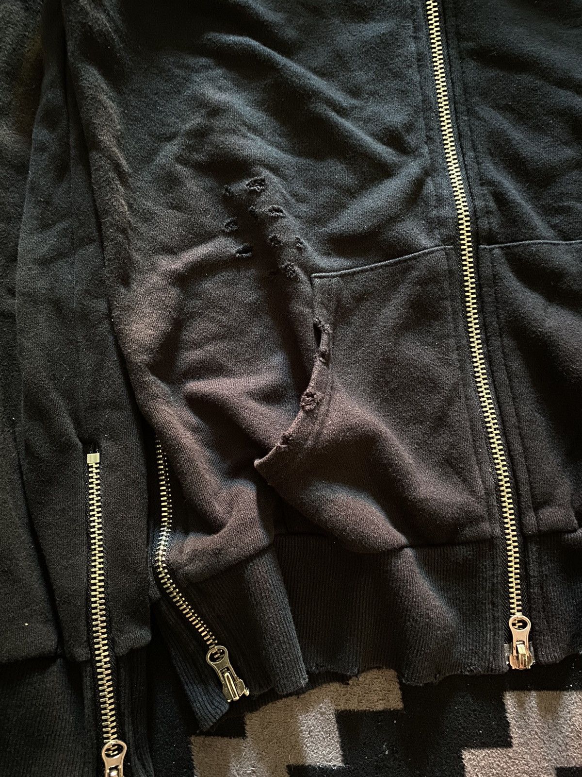 Le Grande Bleu (L.G.B.) Japanese unknwn faux fur distressed multi zip hoodie Size US XL / EU 56 / 4 - 5 Thumbnail