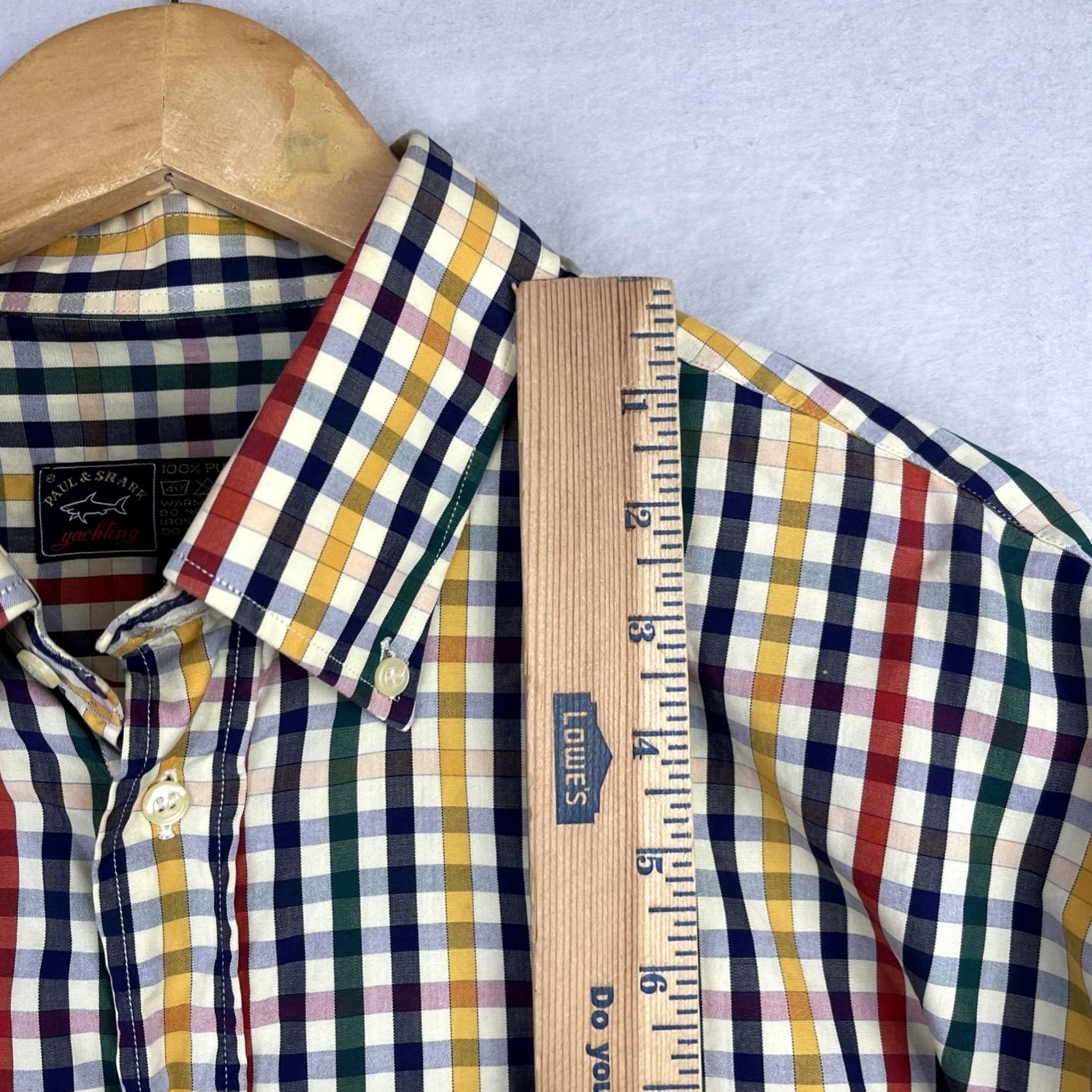 Paul & Shark Paul & Shark Yachting Shirt Mens 44 Yellow Check Button-Down Made In Italy Size US XXL / EU 58 / 5 - 6 Thumbnail