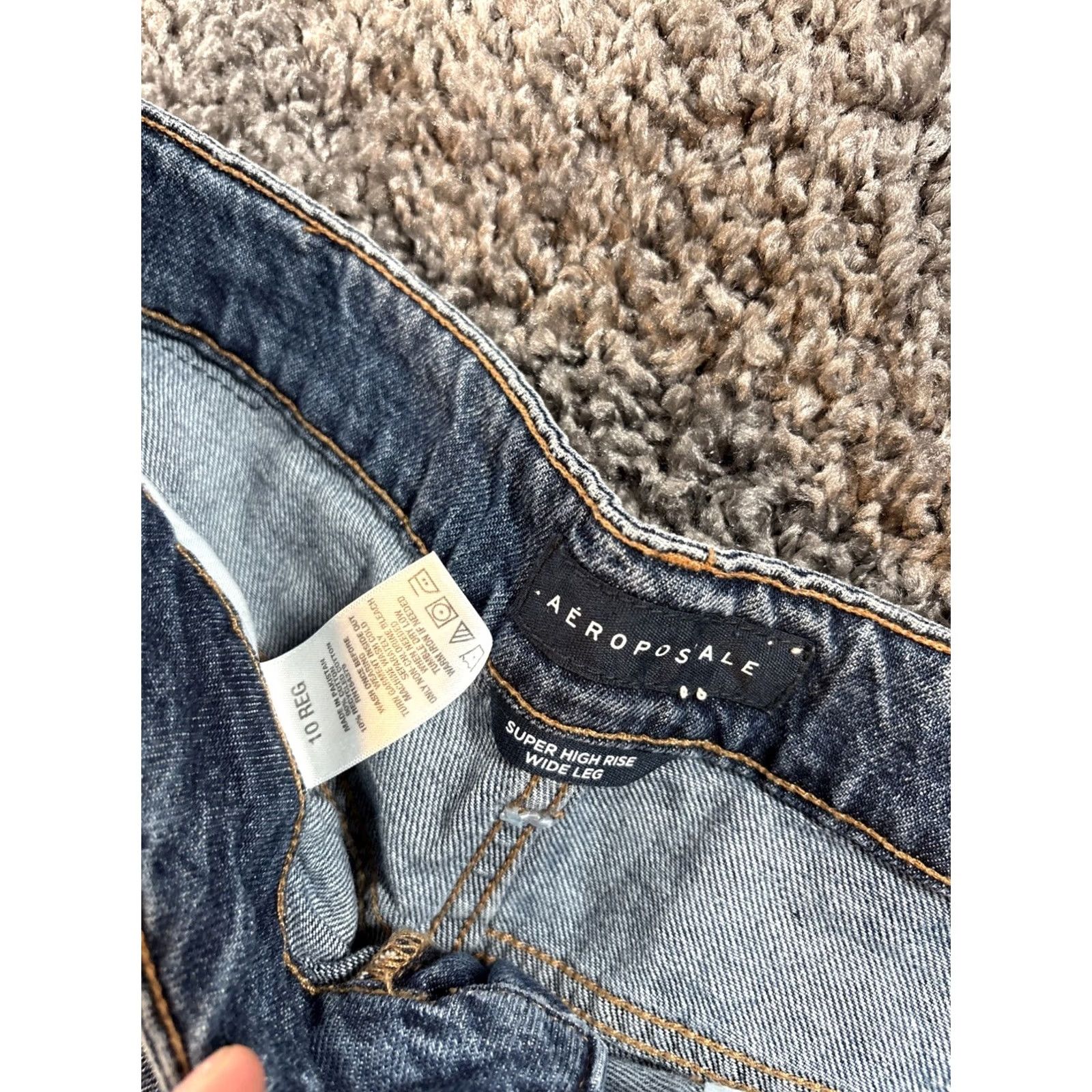 Aeropostale AeroPOSTALE Jeans Womens 30x32 Wide-Leg High Rise Dark Frayed Distressed Pockets Denim Blue 100% Cotton Regular Jeans Womens Boys Girls Size 30" / US 8 / IT 44 - 6 Thumbnail