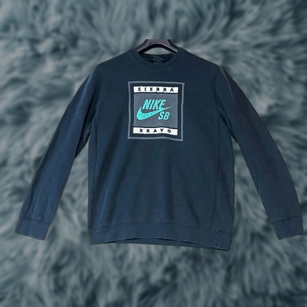 Nike Vtg Nike SB Sierra Bravo Sweatshirt Skater Grunge Black M Crew Neck Pullover Logo Graphic Print Distressed Cotton Blend Fleece Nike SB Men Sweatshirt Size US M / EU 48-50 / 2 - 1 Thumbnail