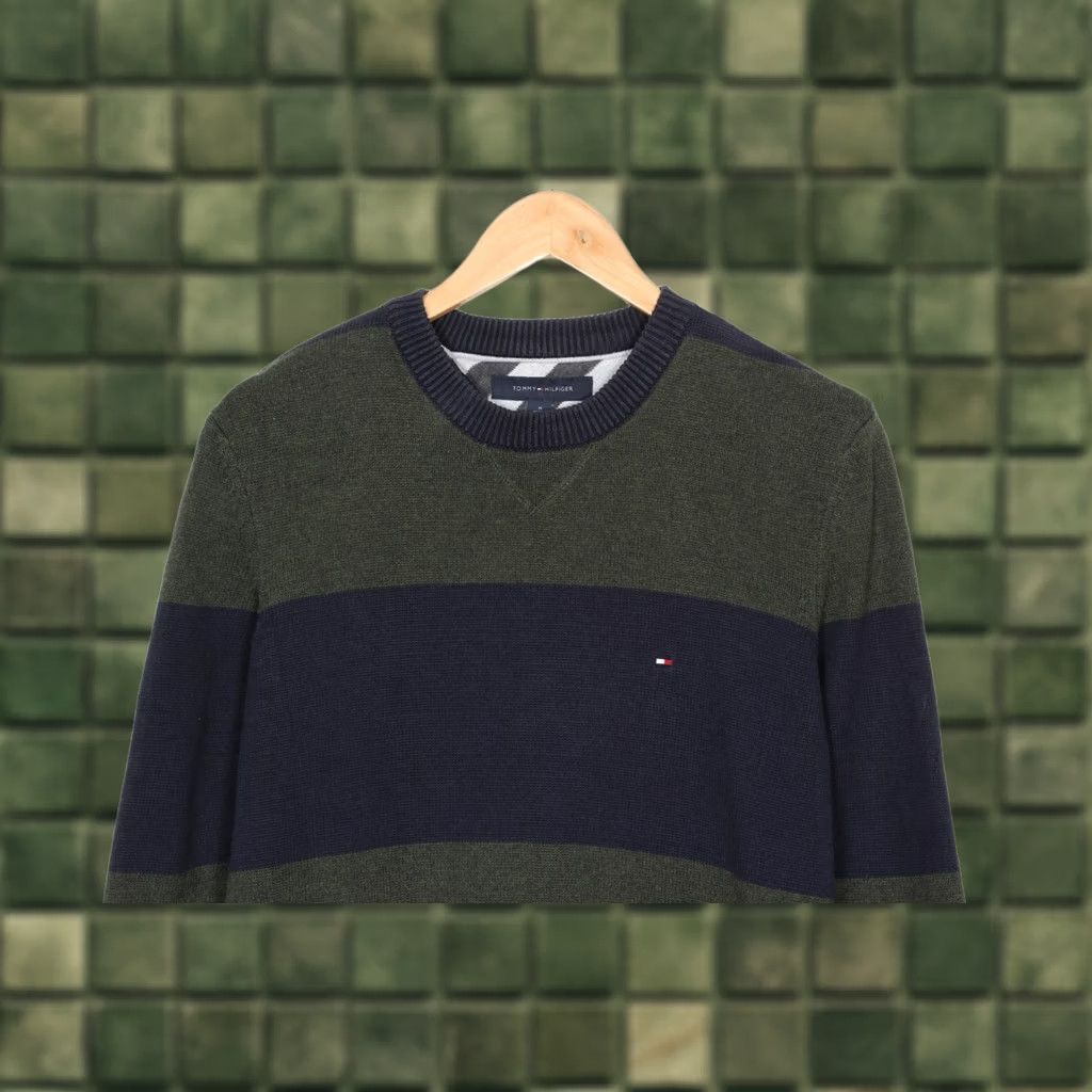 Tommy Hilfiger TOMMY HILFIGER Sweater Jumper Men Size M Crew Neck Striped Knit Cotton VR0749 Size US M / EU 48-50 / 2 - 1 Thumbnail