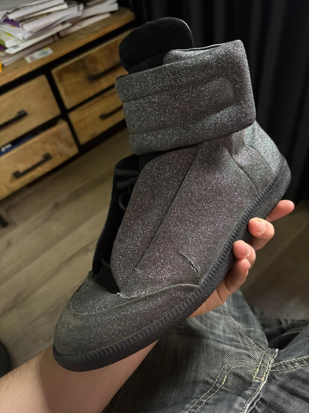 Maison Margiela Maison Margiela 2016 Grey Glitter Future High Top Sneaker Size US 11 / EU 44 - 4 Thumbnail