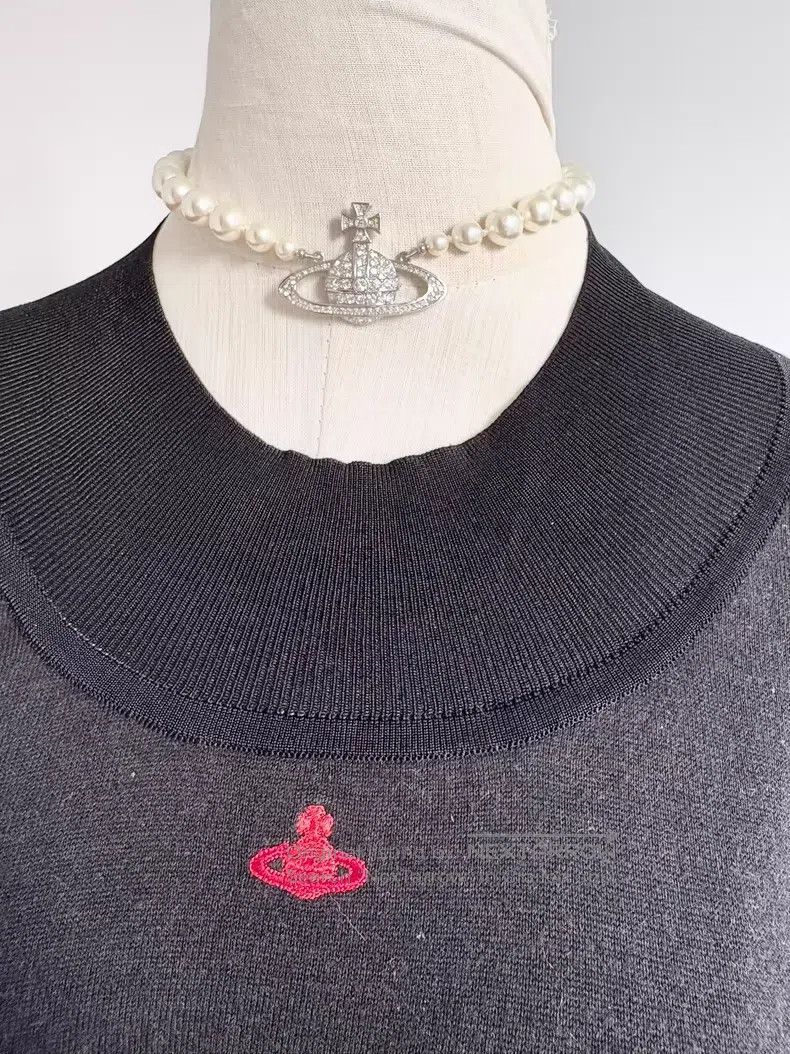 Vivienne Westwood Vivienne Westwood Gray-Black Saturn Short Sleeve Knit Top Size M / US 6-8 / IT 42-44 - 3 Thumbnail