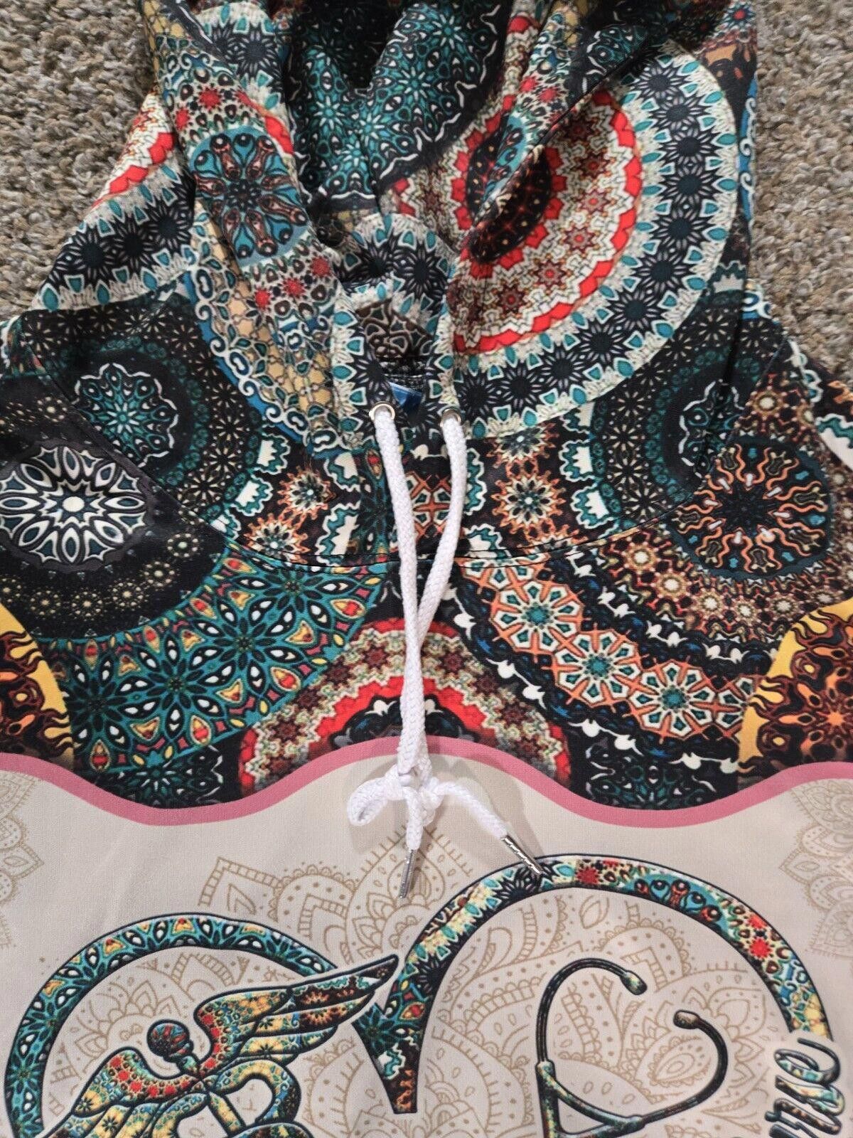 Designer Paisley Print Beige 3/4 Sleeve Regsitered Nurse Hoodie 4XL Size US XXL / EU 58 / 5 - 7 Thumbnail