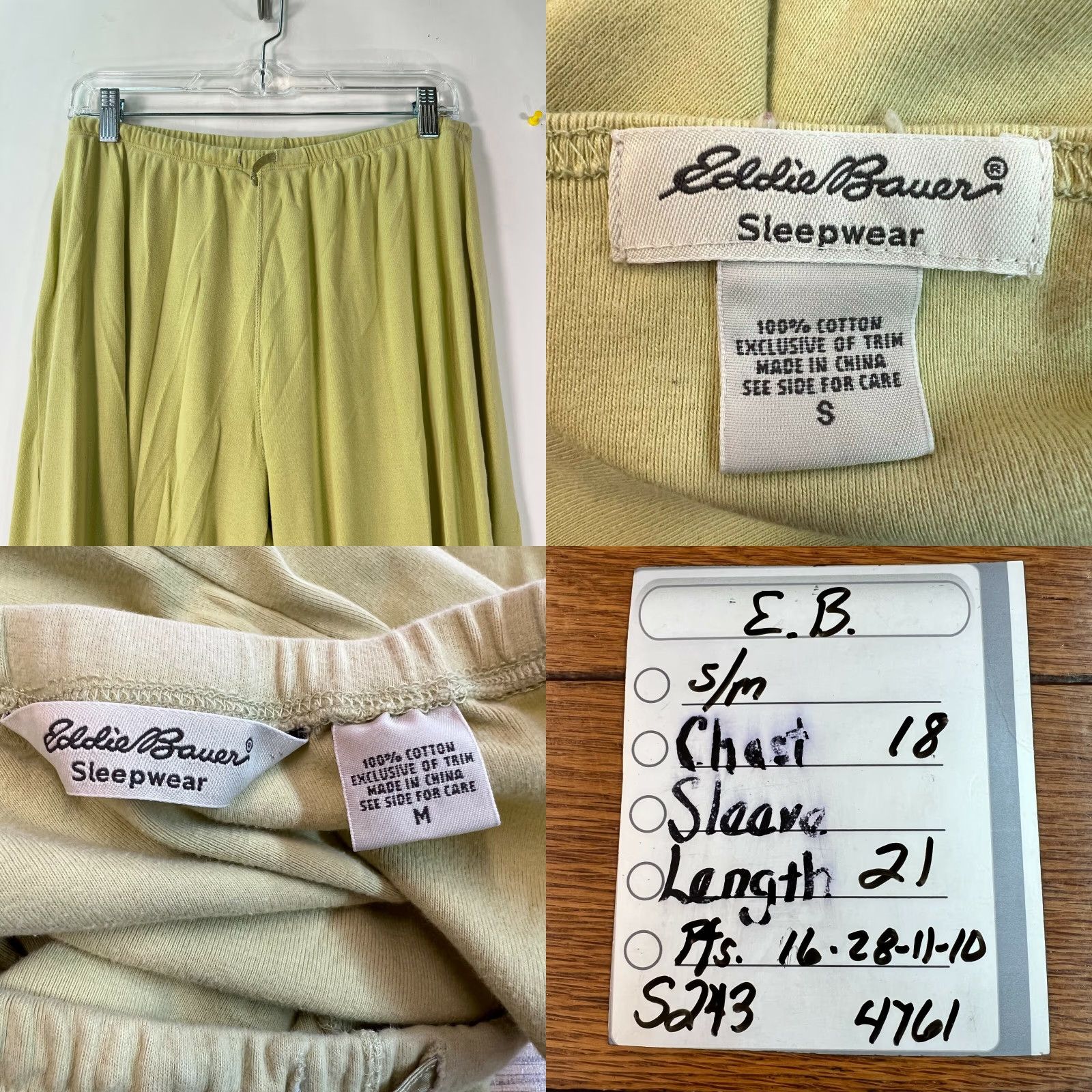 Eddie Bauer Eddie Bauer Womens Green Short Sleeve Pajama Set Size S/M Casual Solid Cotton Lightweight Sleepwear Size 28" / US 6 / IT 42 - 8 Thumbnail