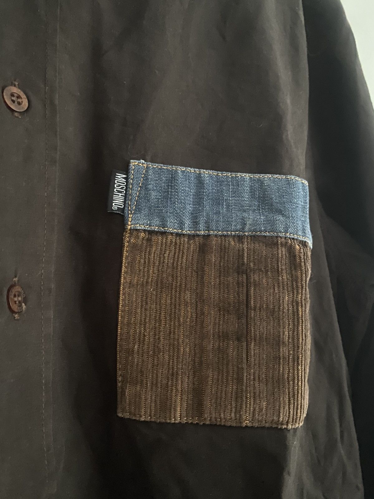 Designer × Moschino × Vintage Vintage Moschino Dark Brown Corduroy Pockets Shirt Size US XL / EU 56 / 4 - 2 Thumbnail