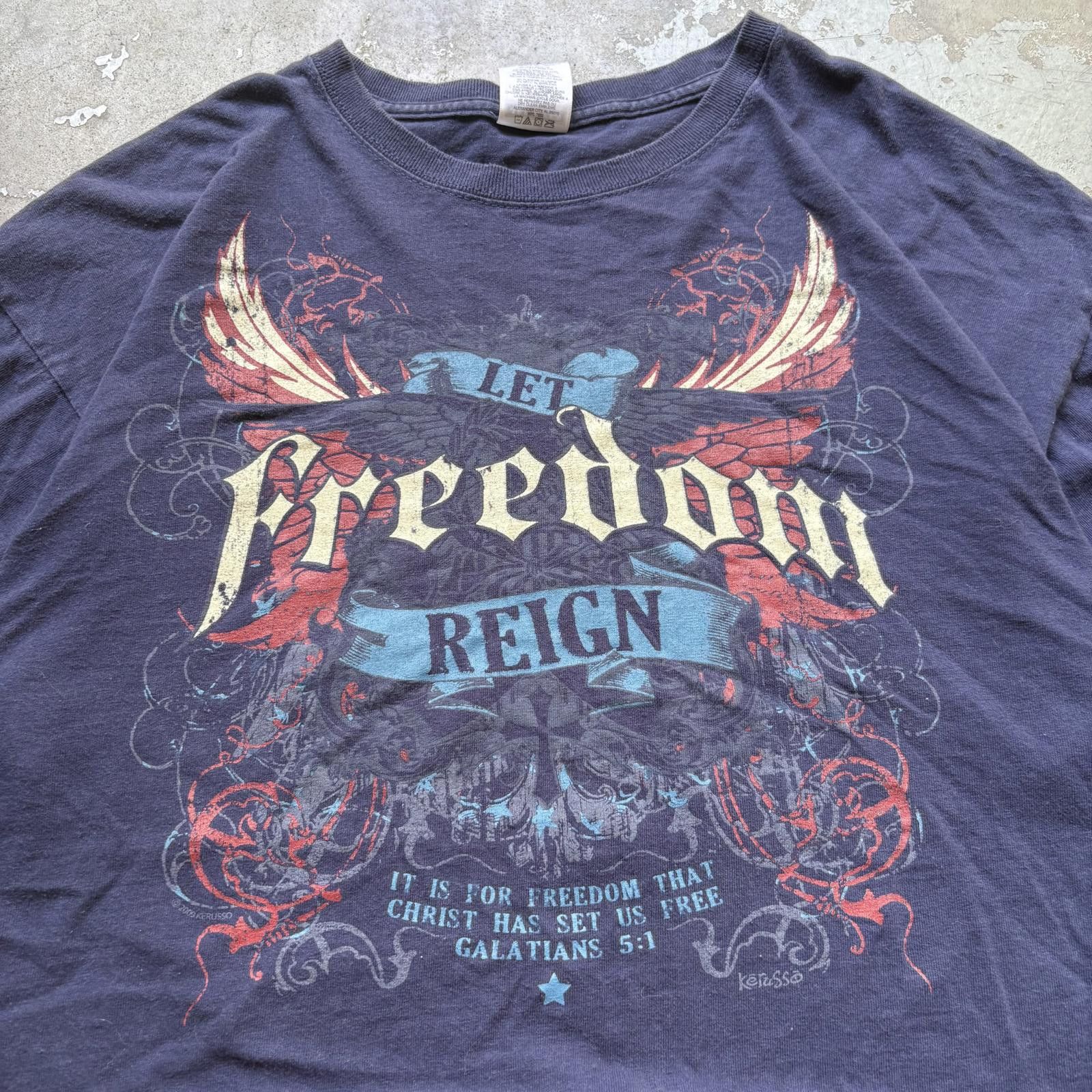 Jerzees × Vintage Vintage Y2K Freedom Affliction Bible Verse Jesus Shirt Size US XL / EU 56 / 4 - 2 Thumbnail