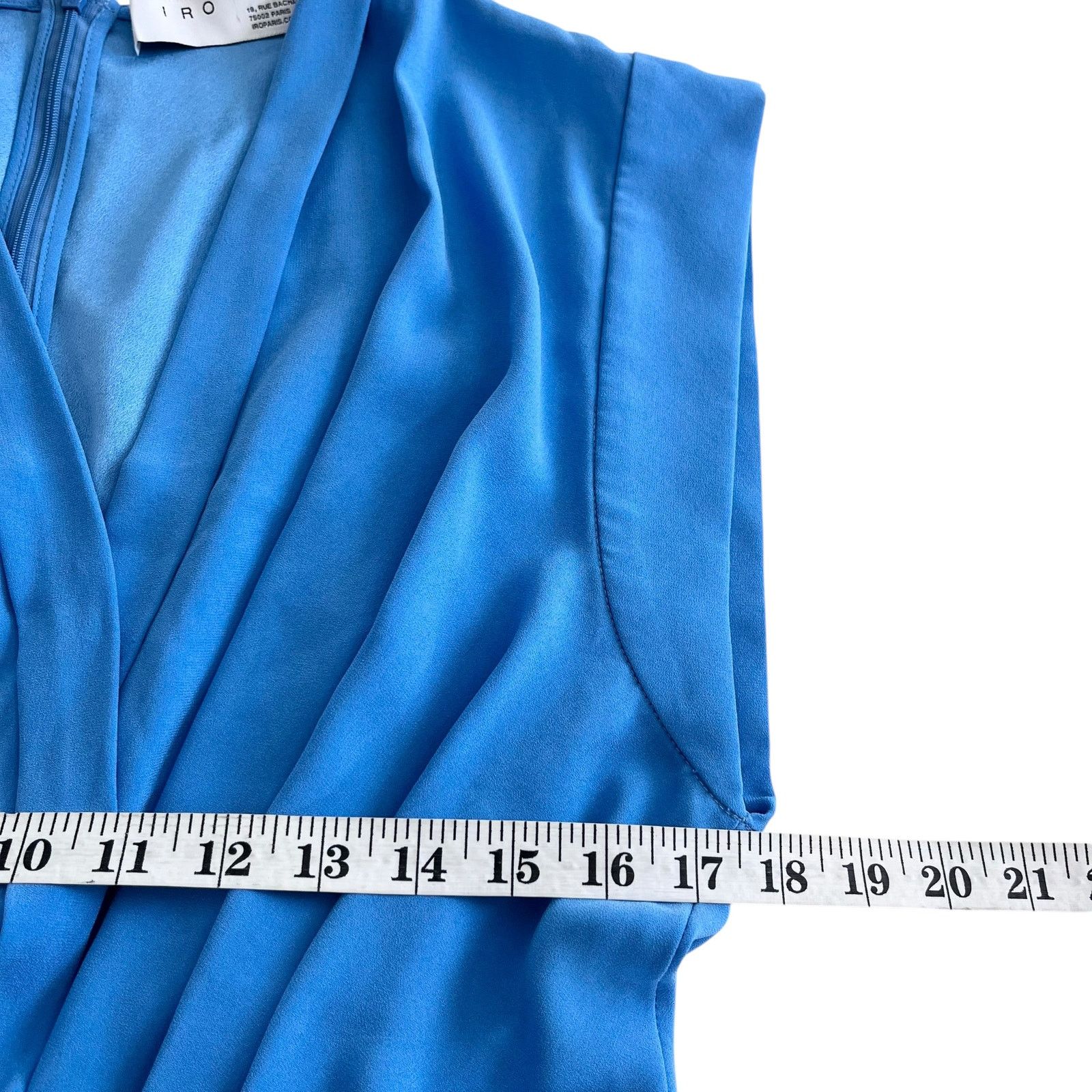 Iro IRO Garm Blue Faux Wrap Draped V-Neck Crepe Mini Dress Size M / US 6-8 / IT 42-44 - 6 Thumbnail