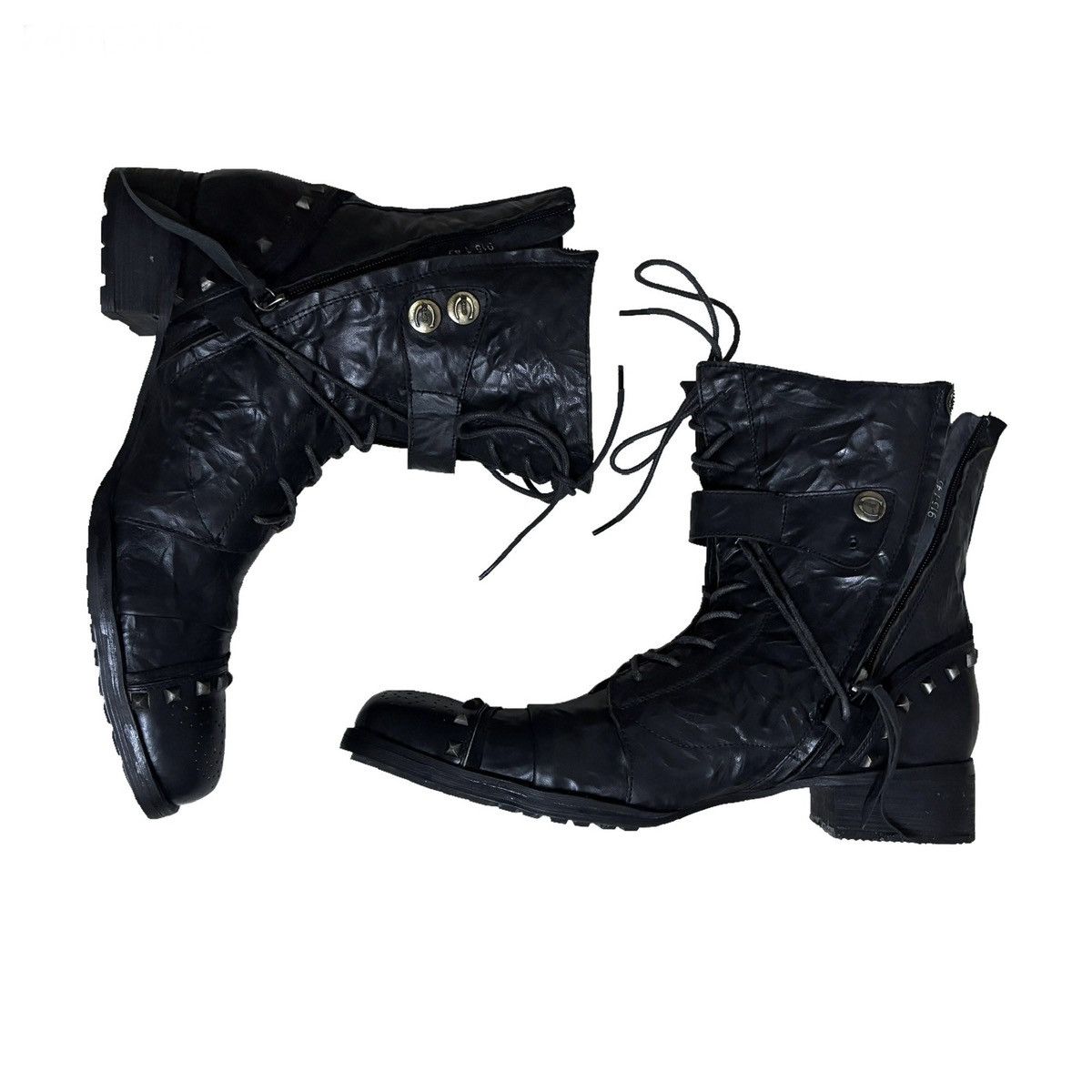 Roberto Cavalli 00s Just Cavalli Studded Buckle Wrinkled Boots Size US 10.5 / EU 43-44 - 3 Thumbnail