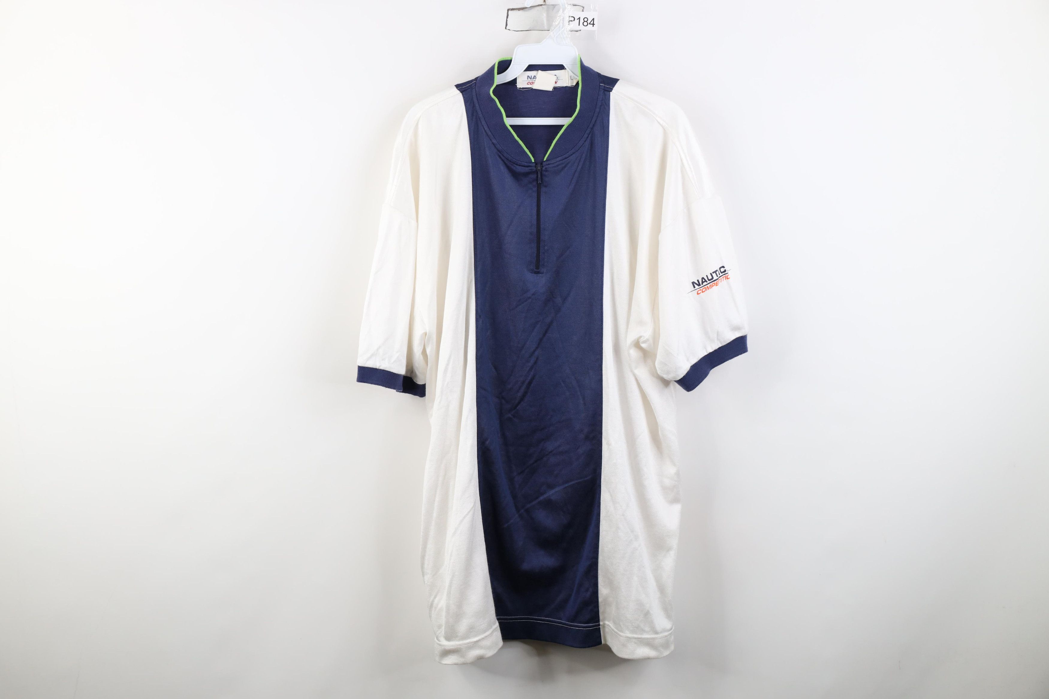 Nautica Vintage 90s Nautica Competition Block 1/4 Zip Jersey T-Shirt Size US XL / EU 56 / 4 - 1 Thumbnail
