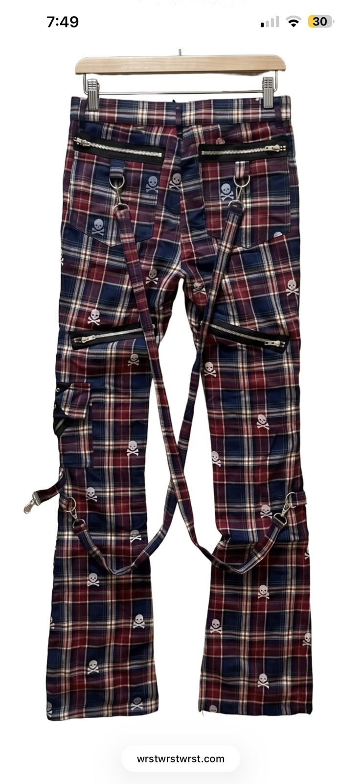 Undercover Wrstwrstwrst skull plaid bondage flared pants Size US 32 / EU 48 - 2 Thumbnail