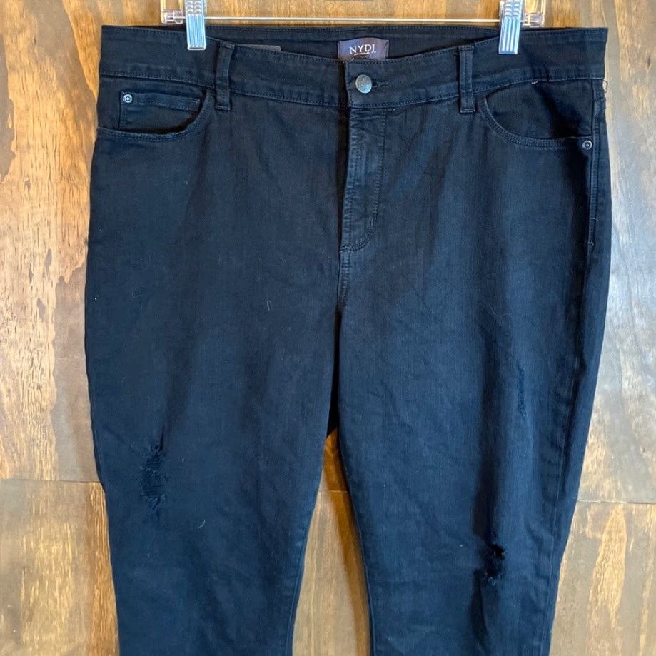 NYDJ VINTAGE NYDJ Womens Jeans Black Jessica Boyfriend Relaxed Fit Lift And Tuck Tech 14 Size 36" / US 14 / IT 50 - 2 Thumbnail