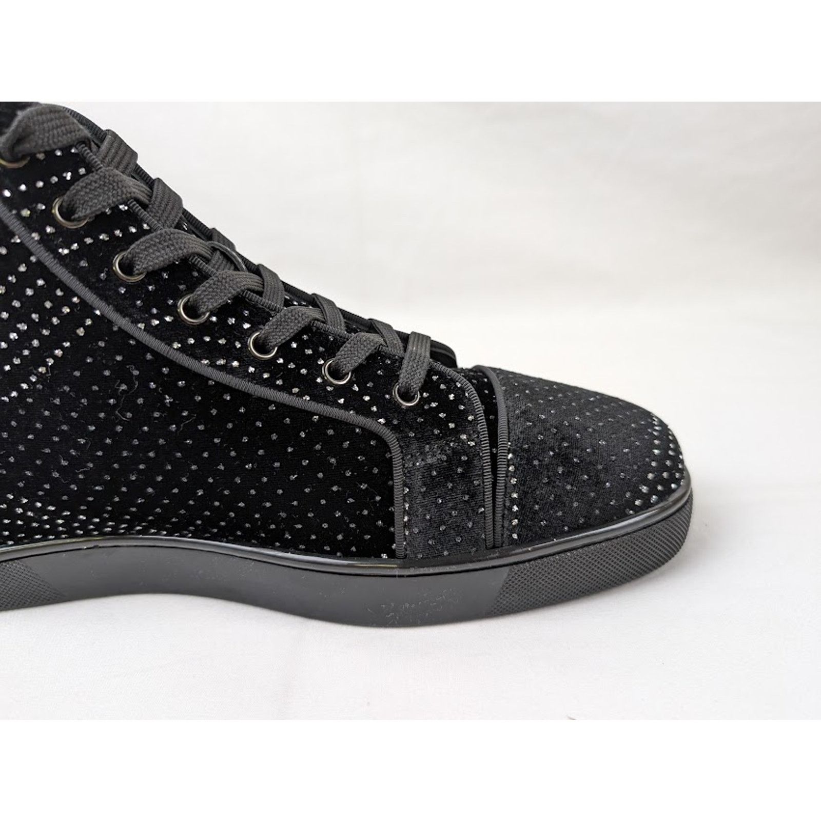 Christian Louboutin o1rshd1 Louis Orlato Flat Hi-Top Sneakers in Black/Silver Size US 11 / EU 44 - 2 Thumbnail