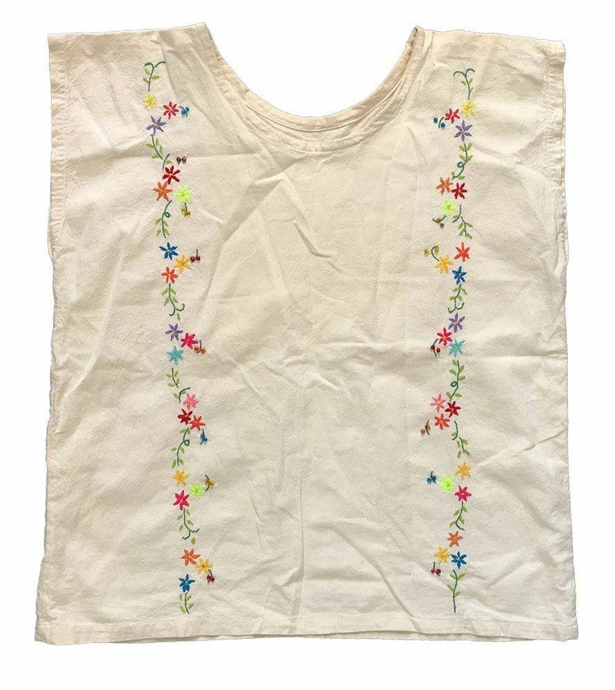 Designer Pre Owned Beige Manta Embroidered Floral Hand Made Blouse L Size L / US 10 / IT 46 - 2 Thumbnail