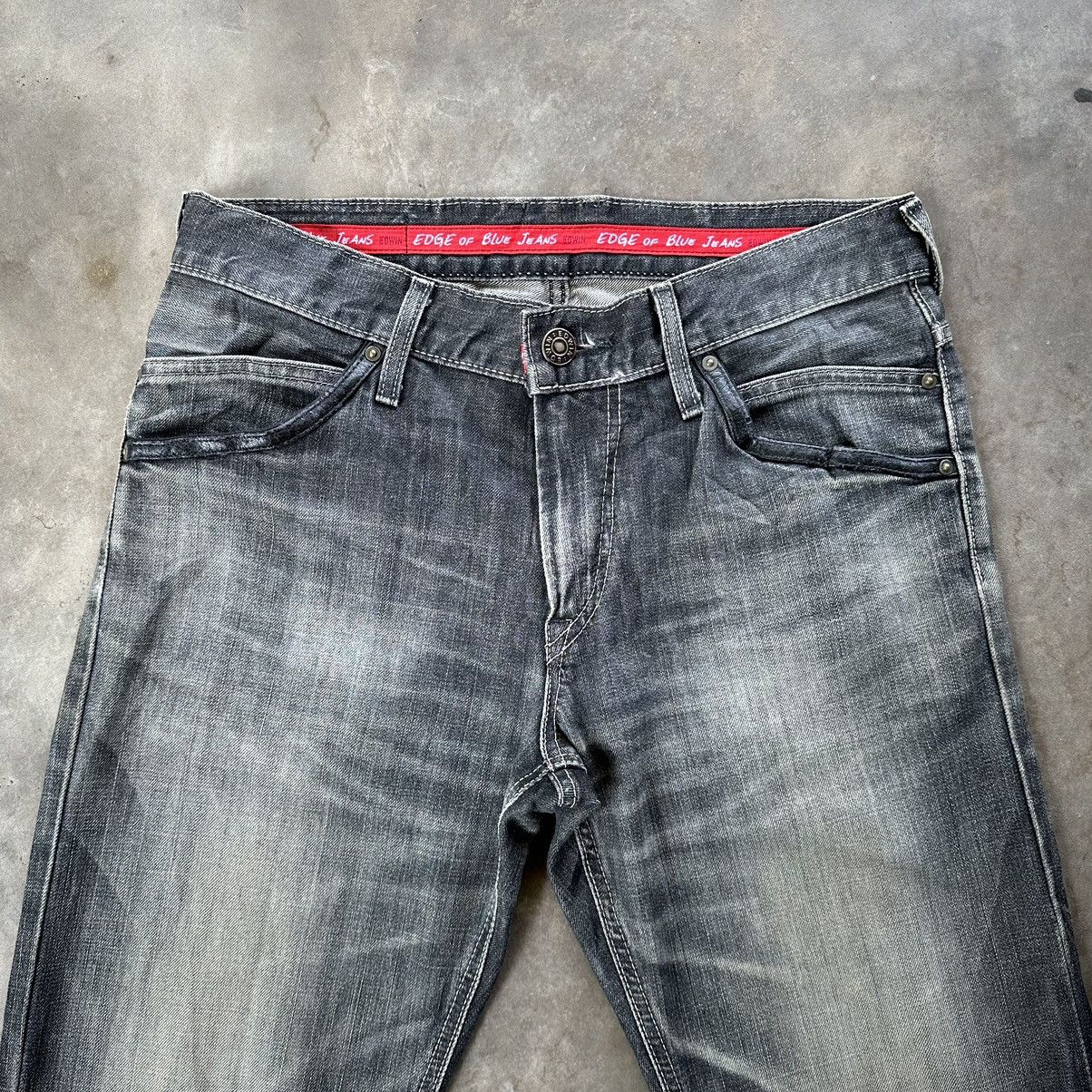 Japanese Brand Vintage Edwin Faded Black Distressed Denim Jean Pant W31 Size US 31 - 3 Thumbnail