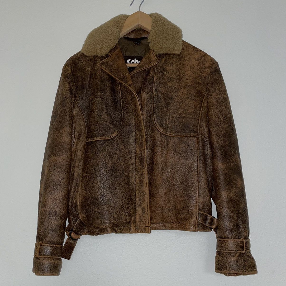 Schott Schott Brown Leather Jacket With Sherpa Collar Size S / US 4 / IT 40 - 1 Thumbnail