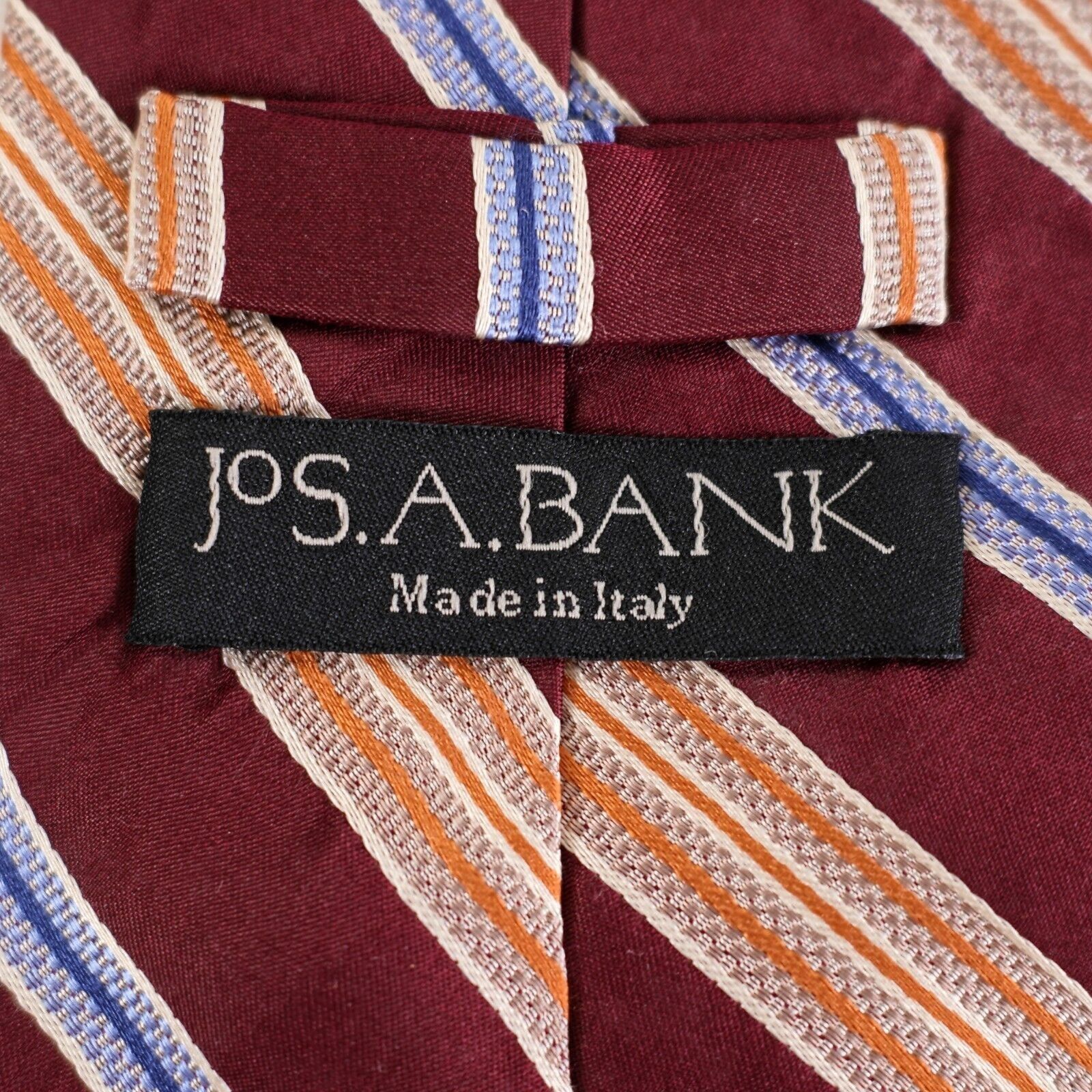 Jos. A. Bank Jos A Bank Italy Red Blue Orange Striped Woven Long Silk Tie Size ONE SIZE - 3 Thumbnail
