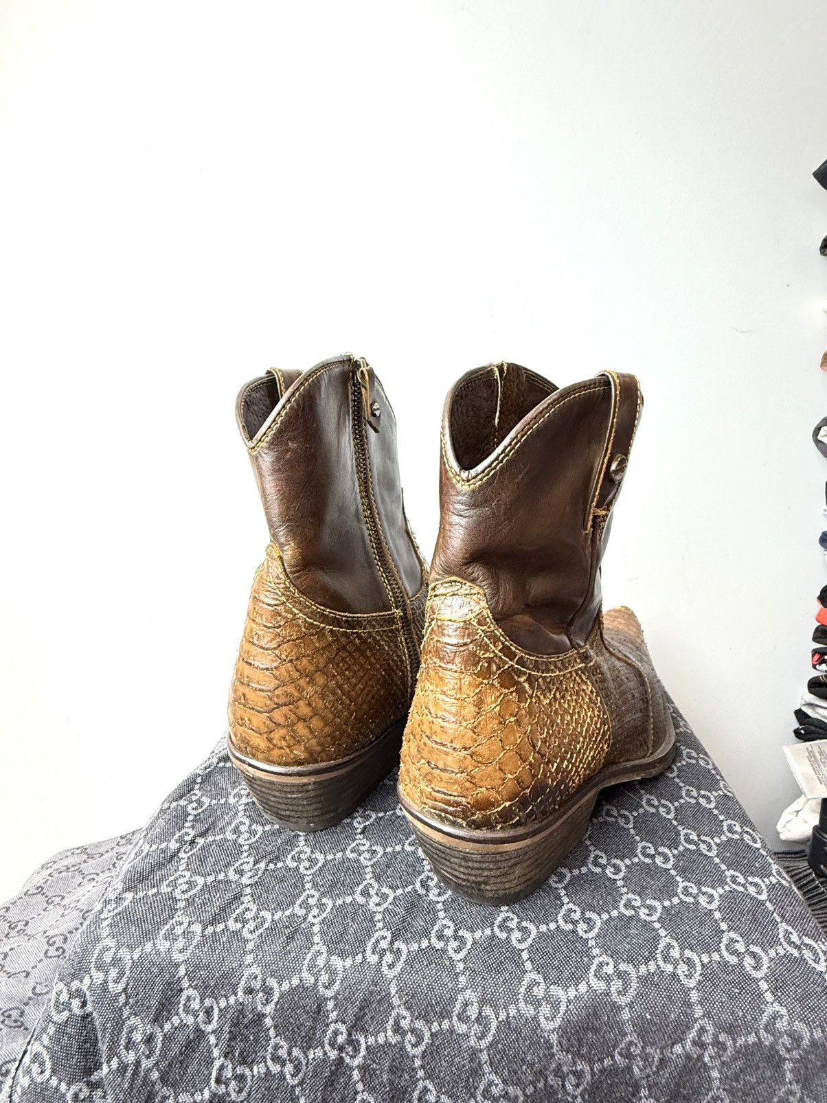 Cowboy Equipment 💥Rare! Vintage Kentucky Western Snake Leather Cowboy Boots Size US 10.5 / EU 43-44 - 8 Thumbnail