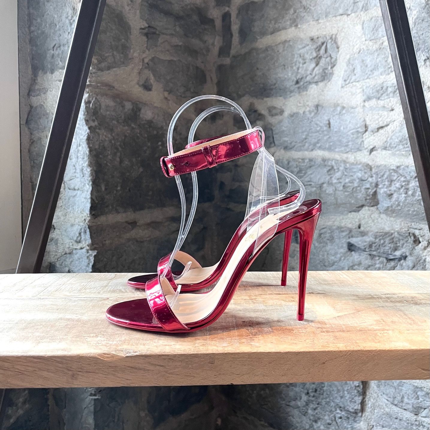 Christian Louboutin Christian Louboutin Metallic Red Jonatina 100 Sandals Size US 7 / IT 37 - 6 Thumbnail