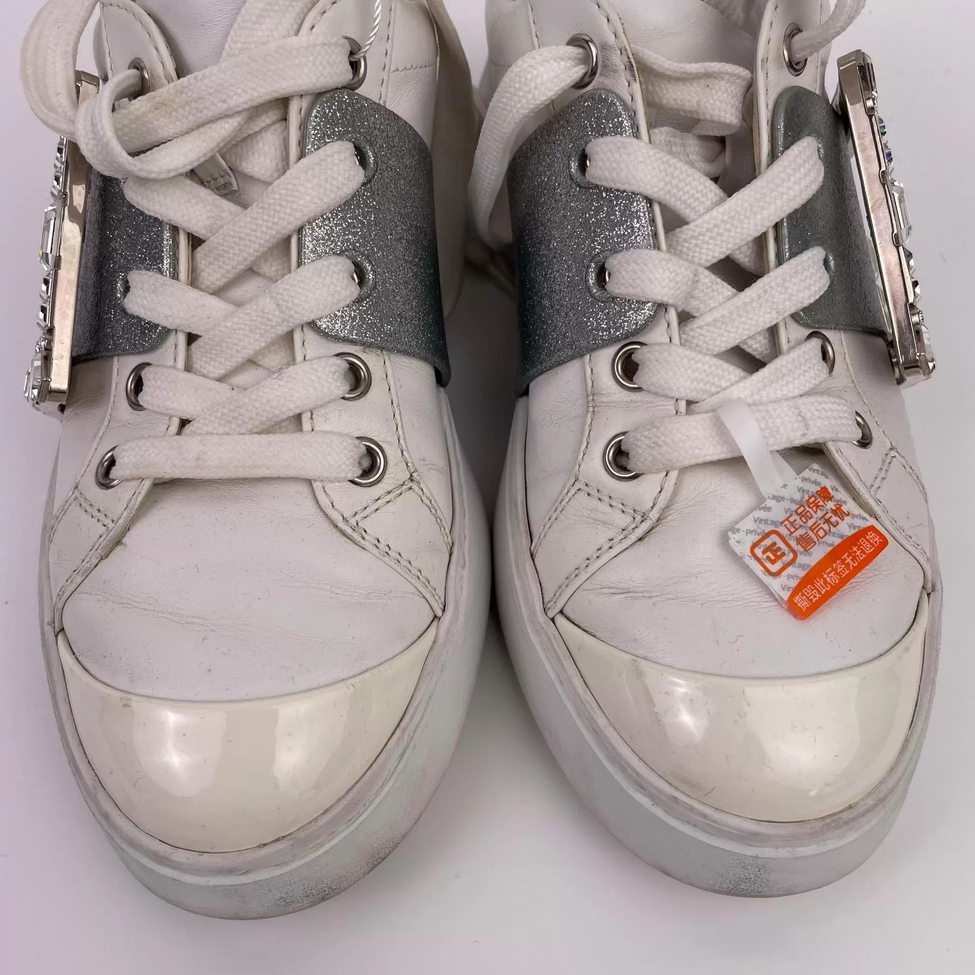 Roger Vivier RV Roger White Shoes Size US 4 / IT 34 - 9 Thumbnail