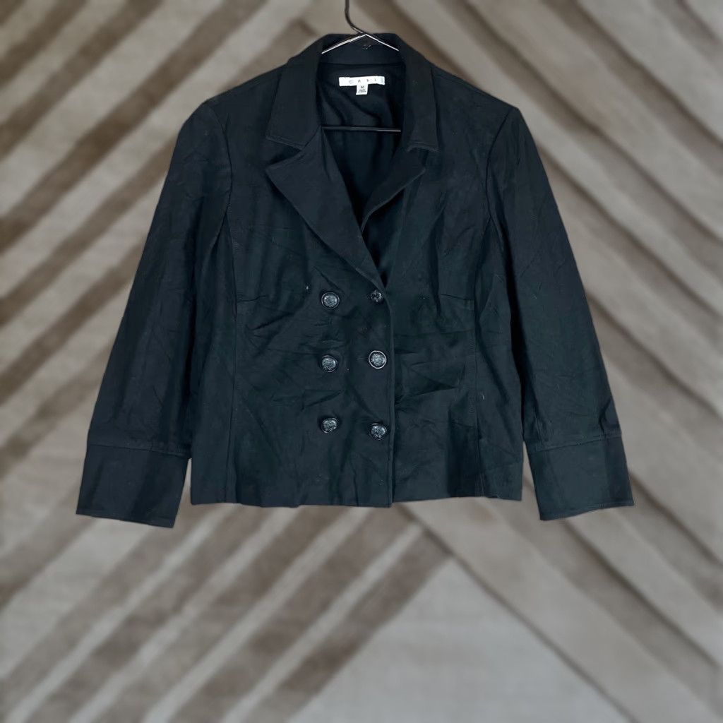 Vintage CAbi Blazer Black Cropped Double Breasted Rayon Stretch Medium Jacket/Coat Size M / US 6-8 / IT 42-44 - 1 Thumbnail