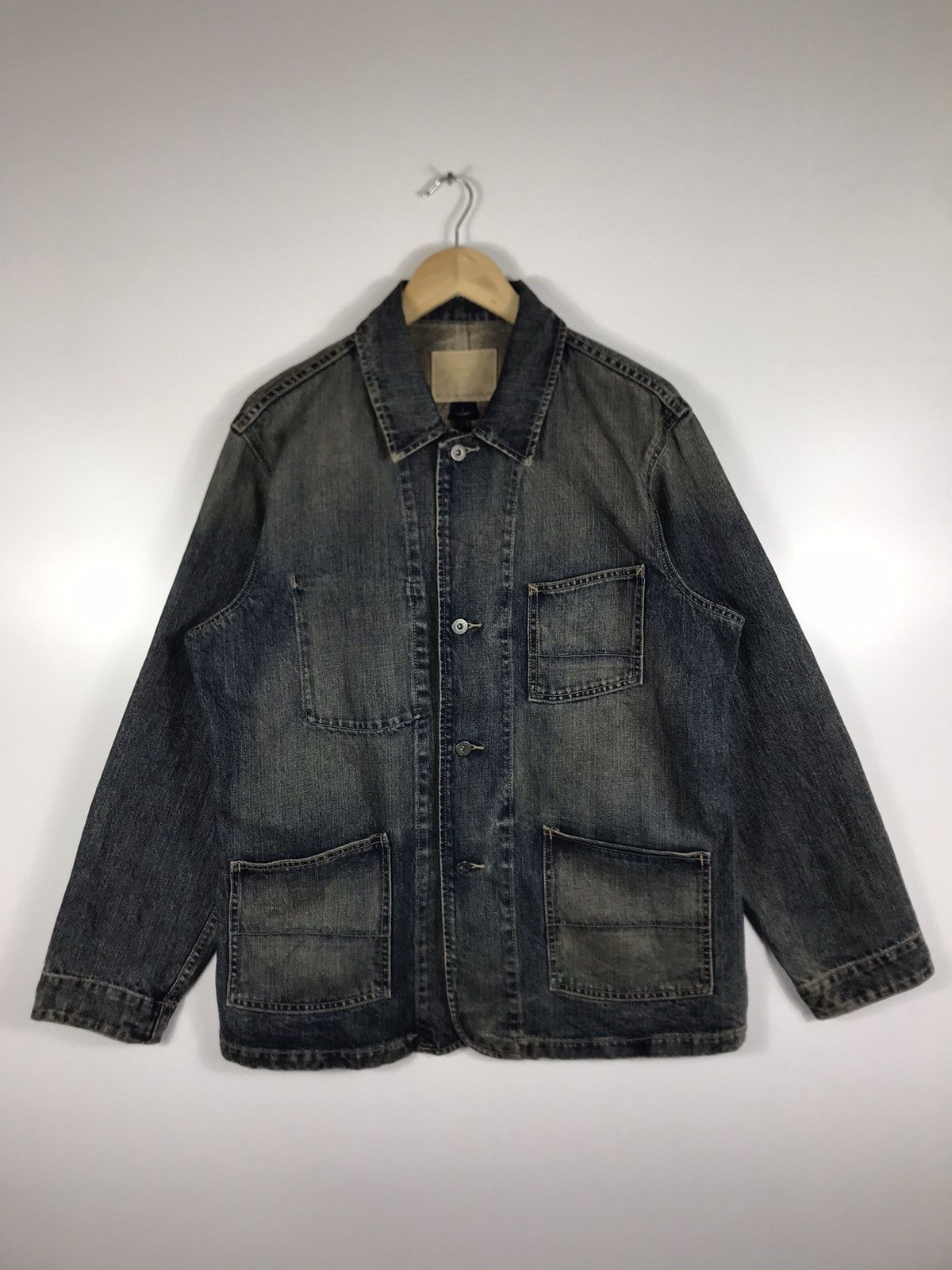 Gap × Vintage ⚡️Vintage Gap Denim Distressed Chore Workers Jacket Size US L / EU 52-54 / 3 - 1 Thumbnail