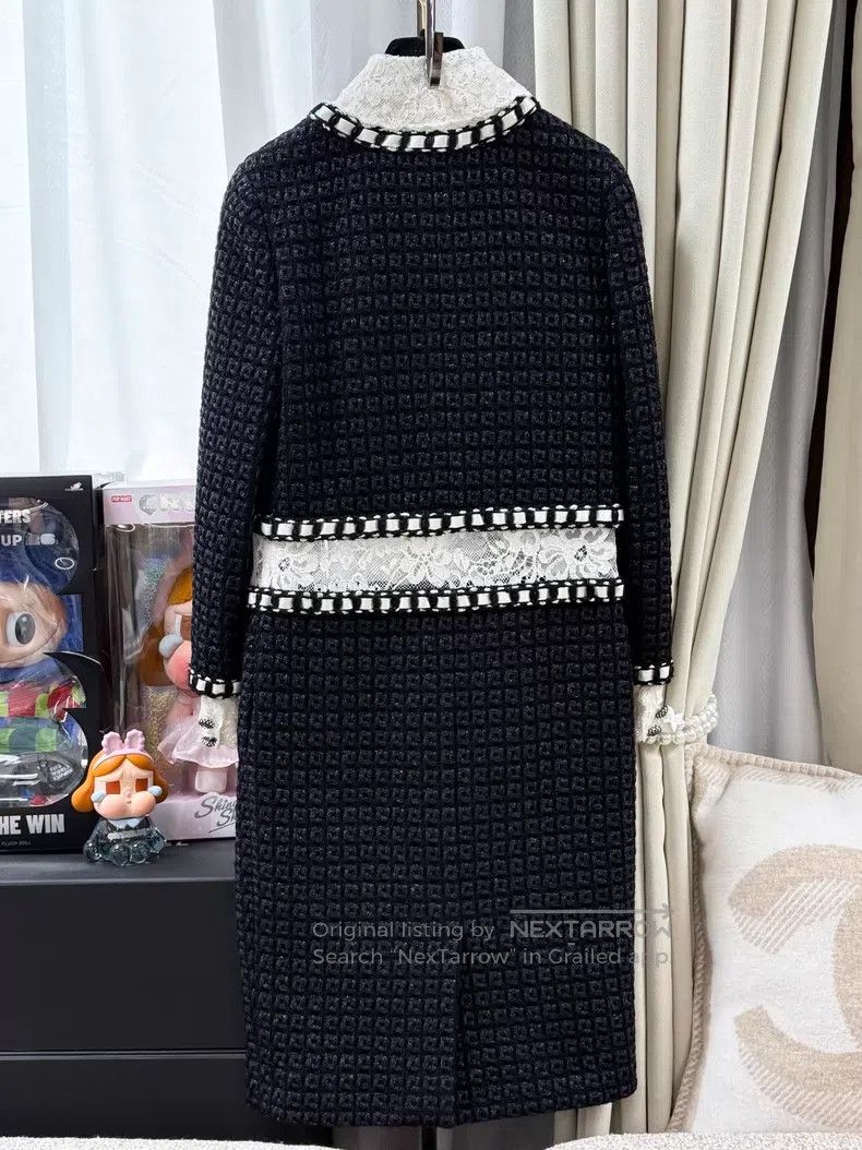 Chanel Chanel Lace bow stitching tweed long-sleeved dress Size XXS / US 00 / IT 34 - 3 Thumbnail