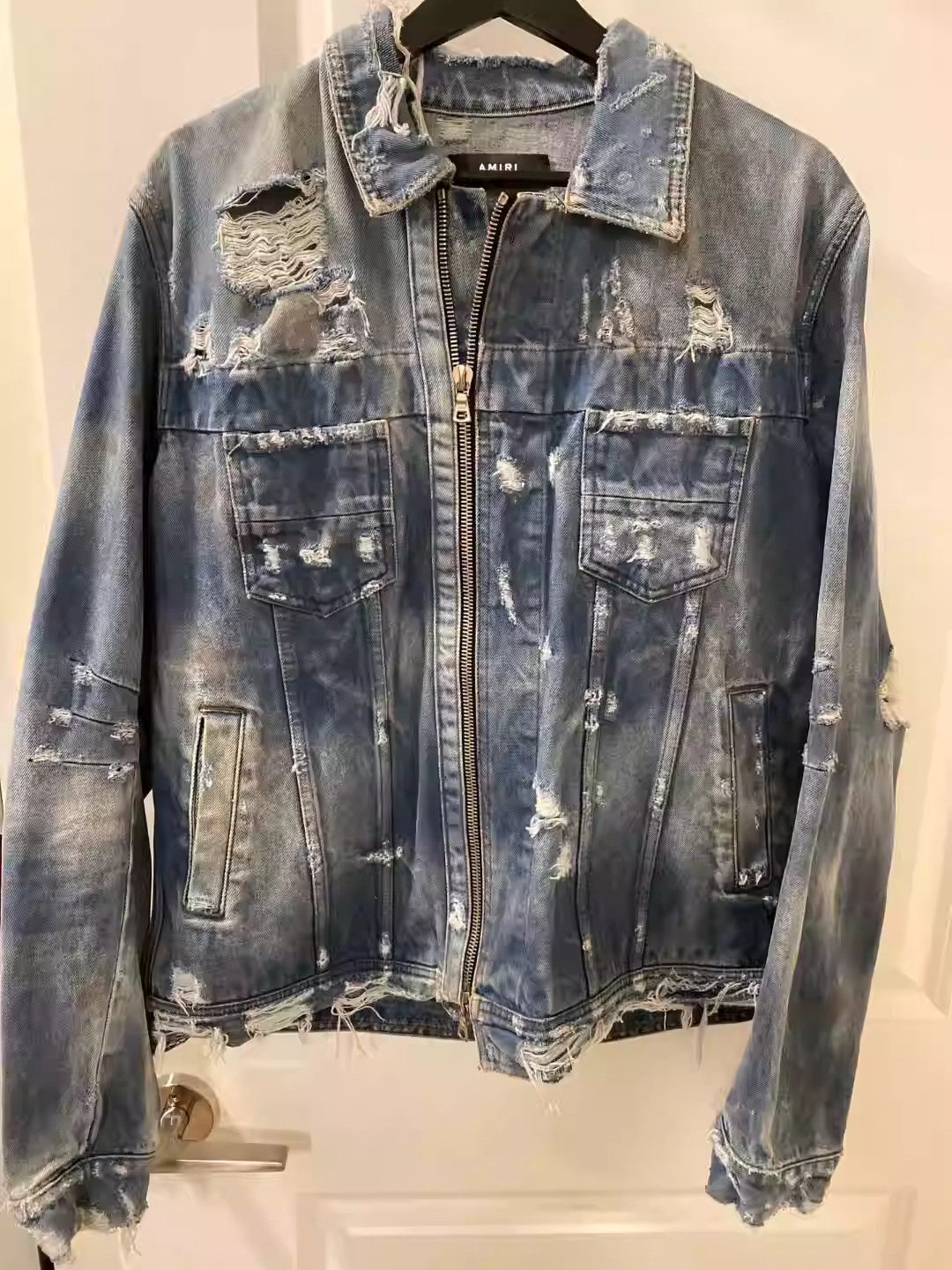 Amiri OG heavy-wash ruined denim jacket