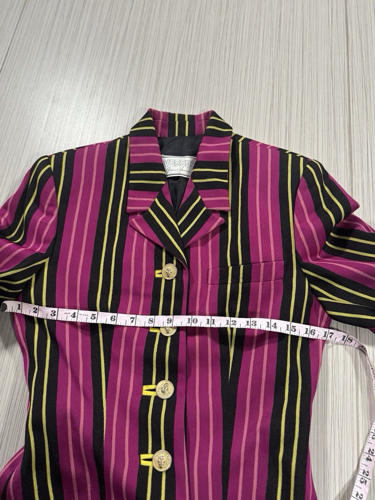 Versace Womens Vintage Gianni Versace Versus Striped Blazer Small Size S / US 4 / IT 40 - 6 Thumbnail