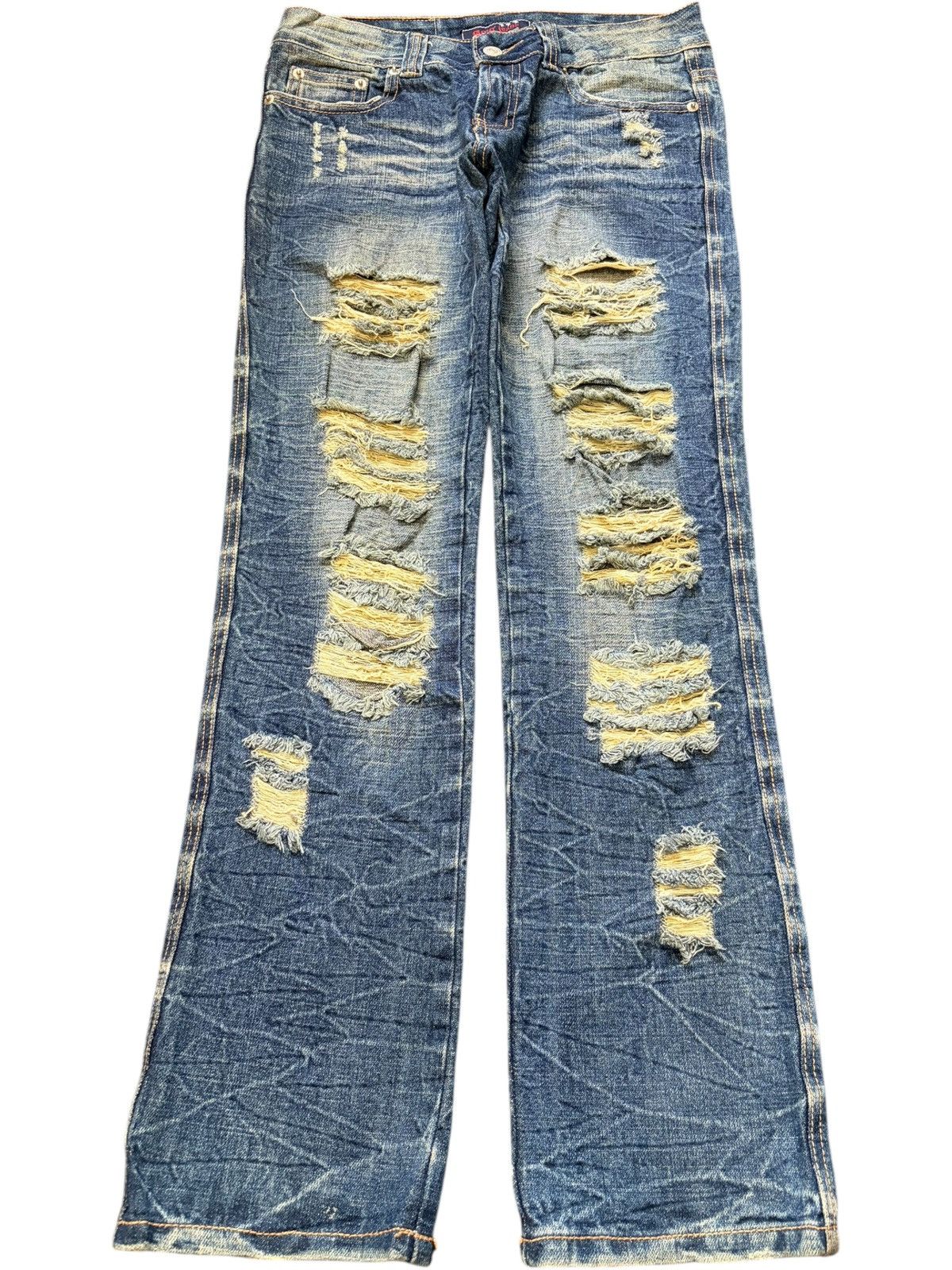 Vintage Japanese Brand Low Rise Heavy Distress Jeans