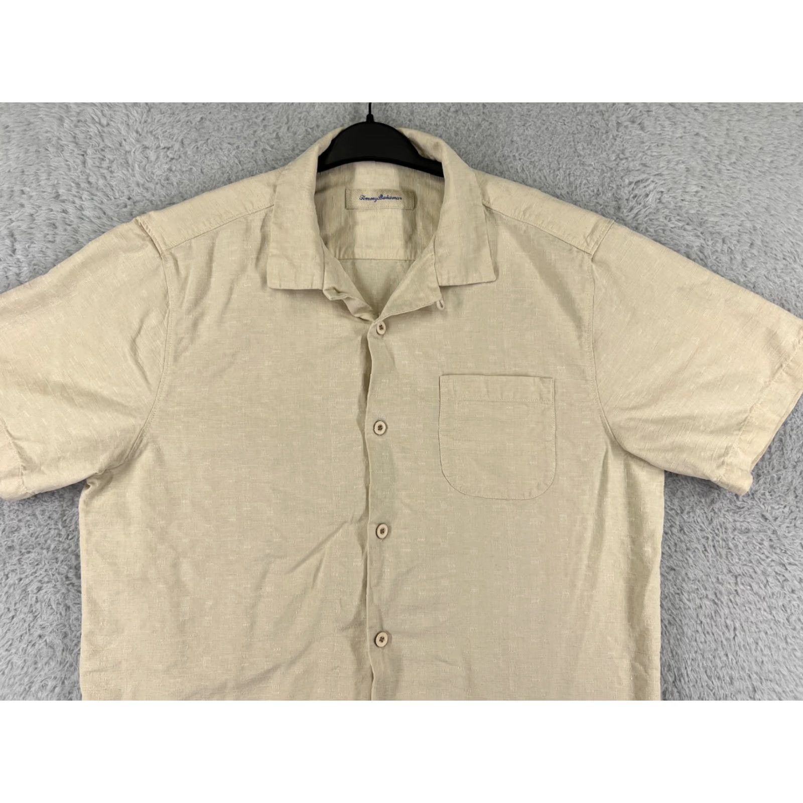 Tommy Bahama Tommy Bahama Shirt Men Large Beige Button-Up Silk Cotton Blend Camp Resort Beach Size US L / EU 52-54 / 3 - 4 Thumbnail