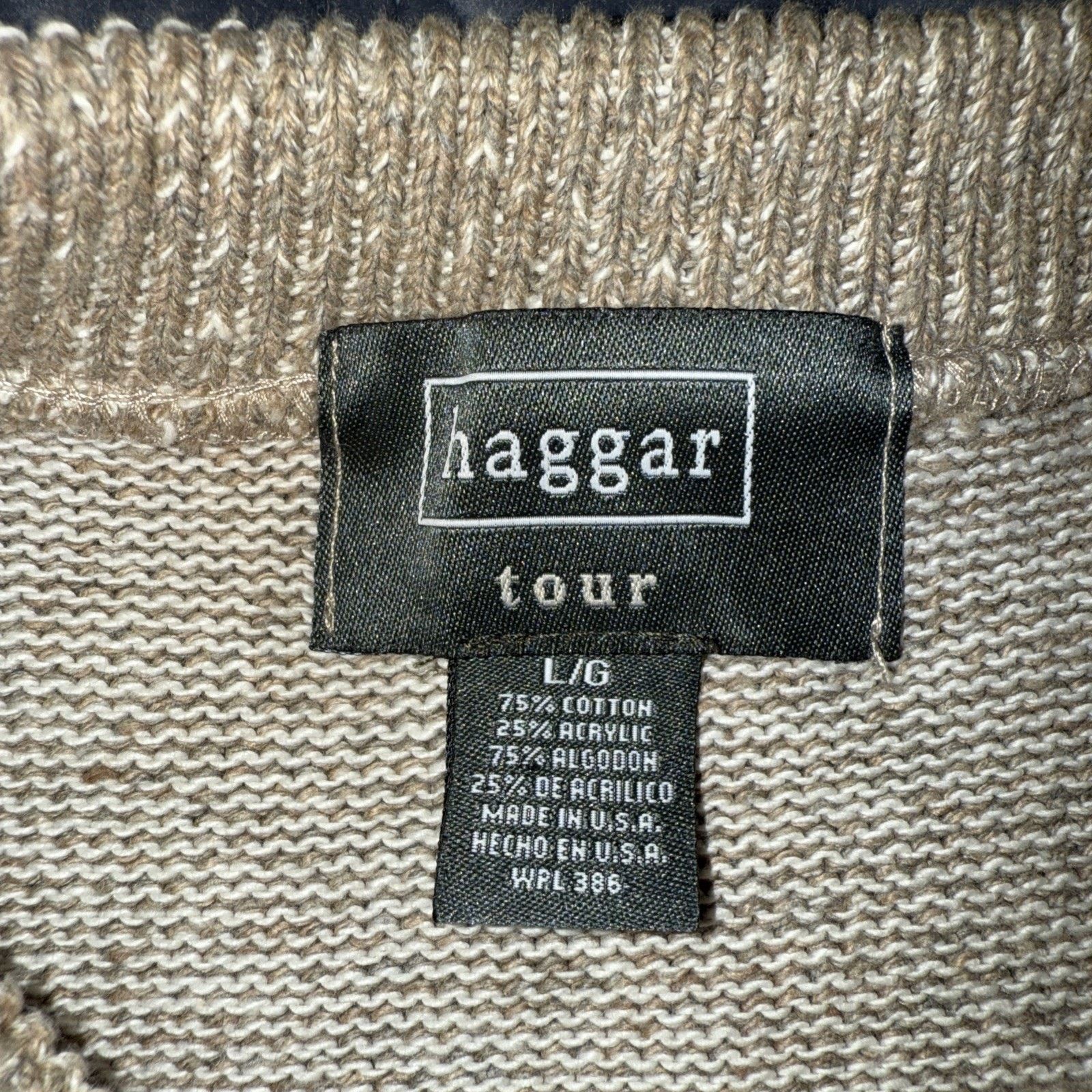 Haggar Golfer Beige Knit Sweater Sz L Country Club Frat Old Money Size US L / EU 52-54 / 3 - 6 Thumbnail