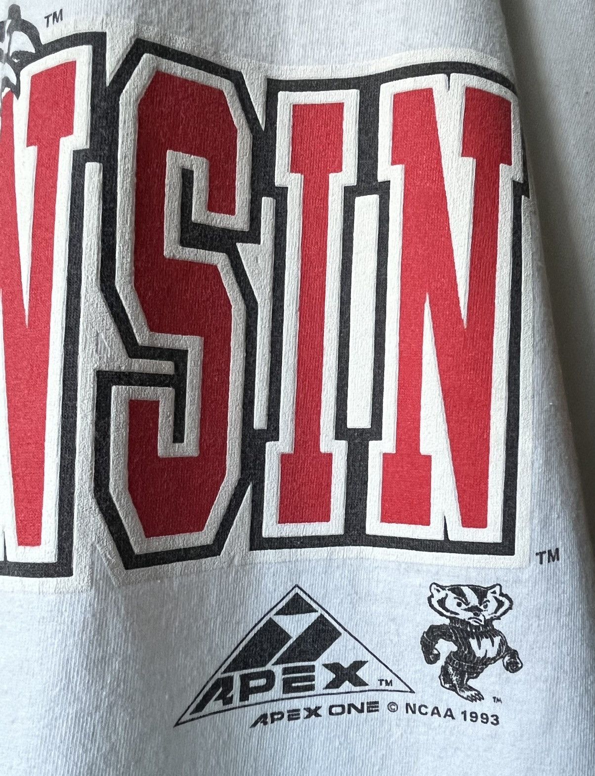 Apex One × NCAA × Vintage 1990’s NCAA Wisconsin Badgers Apex one Big logo t shirt XL Size US XL / EU 56 / 4 - 7 Thumbnail
