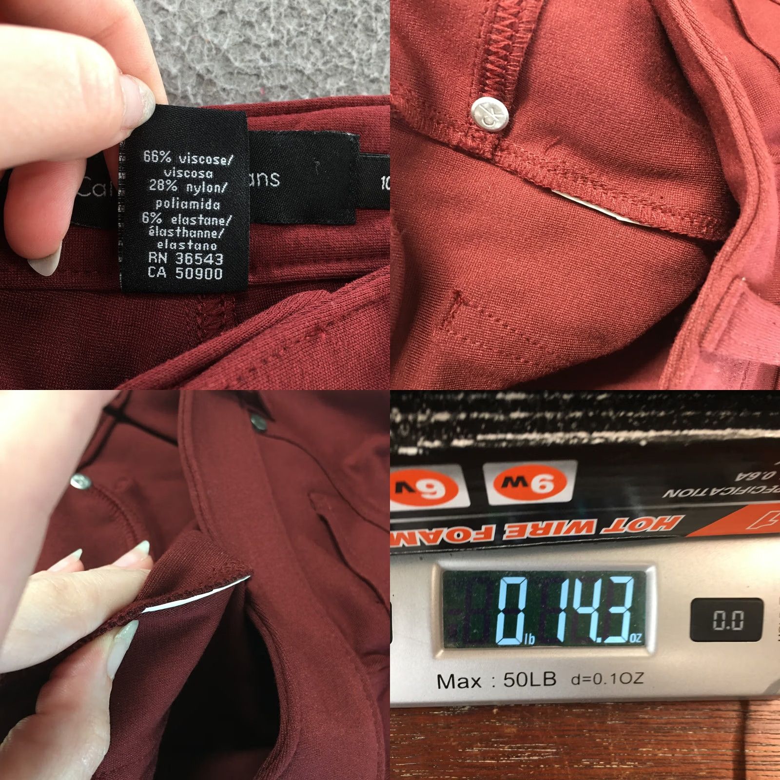 Calvin Klein Calvin Klein Skinny Pants Womens 10 Burgundy Mid Rise 5 Pockets Casual Slim Leg Regular 32in Waist 30in Inseam Mens Womens Girls Boys Size 32" / US 10 / IT 46 - 10 Thumbnail