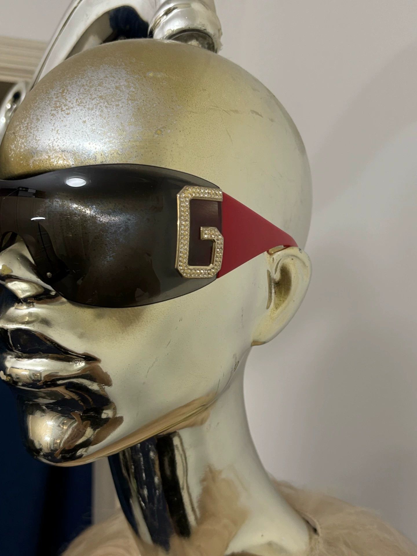 Dolce & Gabbana D&G Vintage Red Crystal-Logo Face-Slimming Sunglasses Size ONE SIZE - 3 Thumbnail