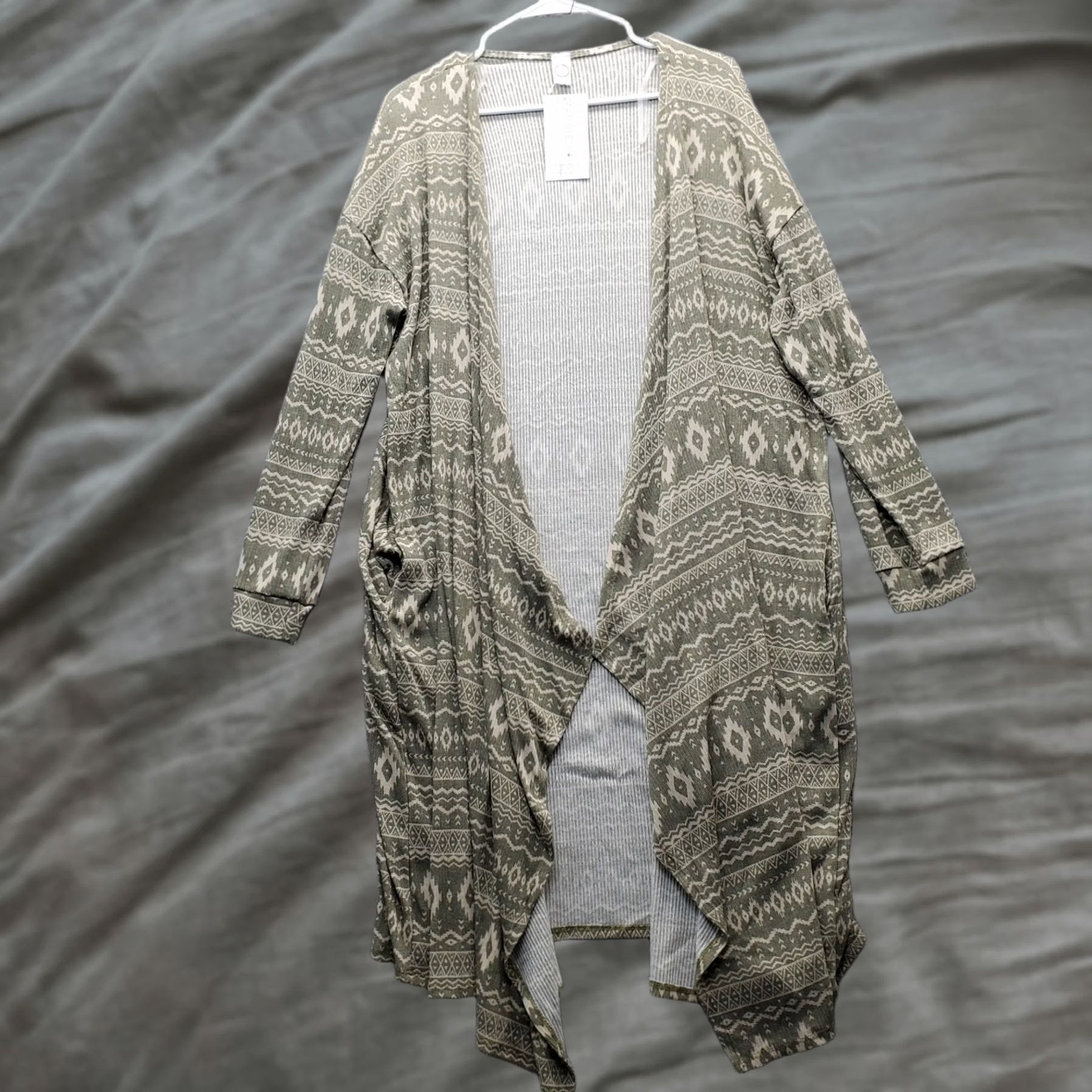 Paige Maggie Paige Cardigan Sweater Womens L Multi Geo Print Stretch Open Drape Front Size L / US 10 / IT 46 - 1 Thumbnail