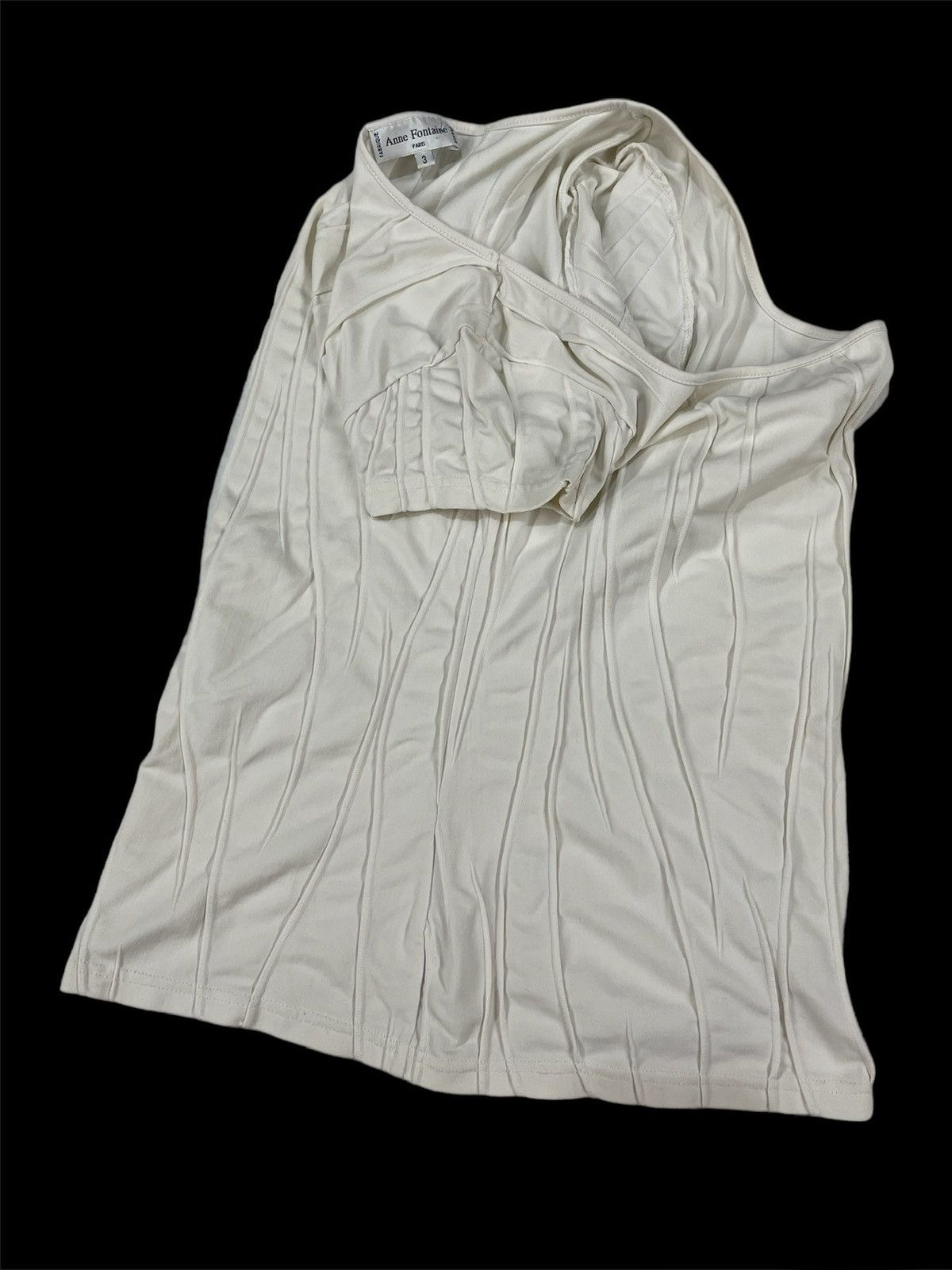 Designer ANNE FONTAINE PARIS Made in FRANCE Stretch Short Sleeve Top White T-Shirt Size M / US 6-8 / IT 42-44 - 3 Thumbnail