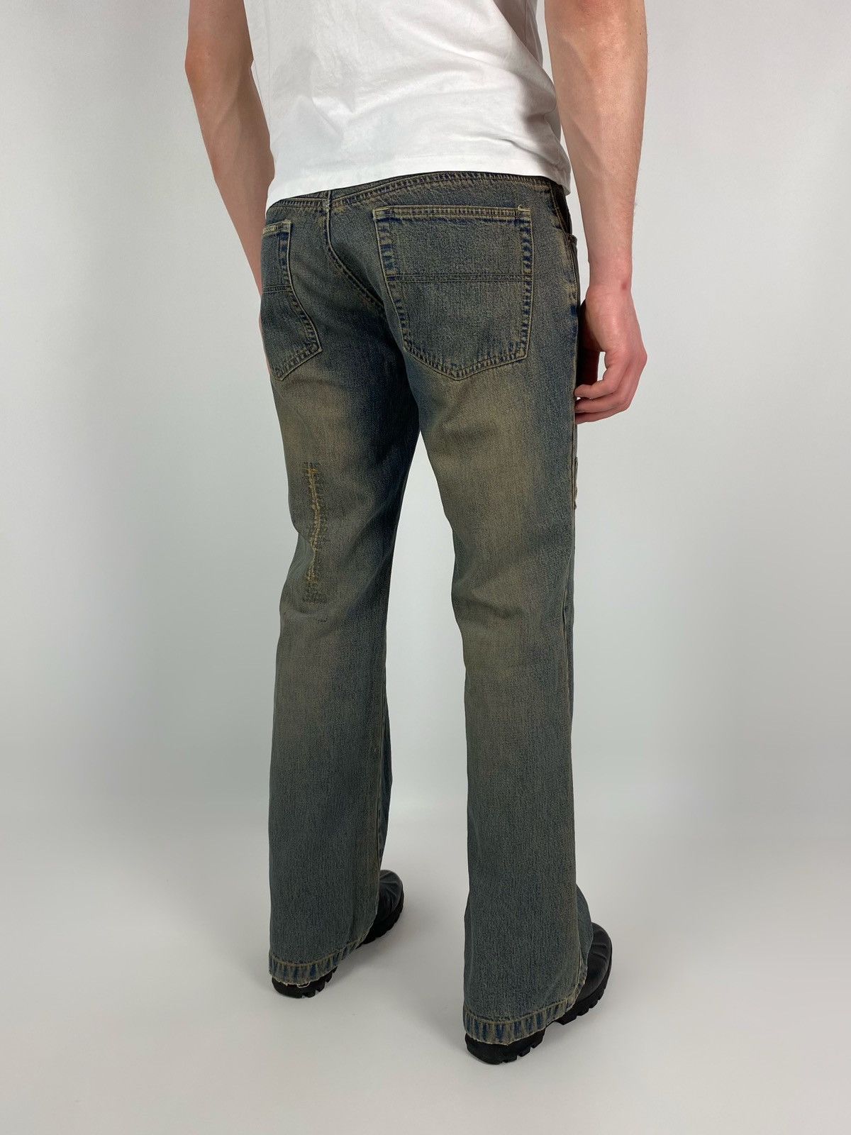 Y2K Vintage Clockhouse Mud Wash Patchwork Bootcut Denim Pant