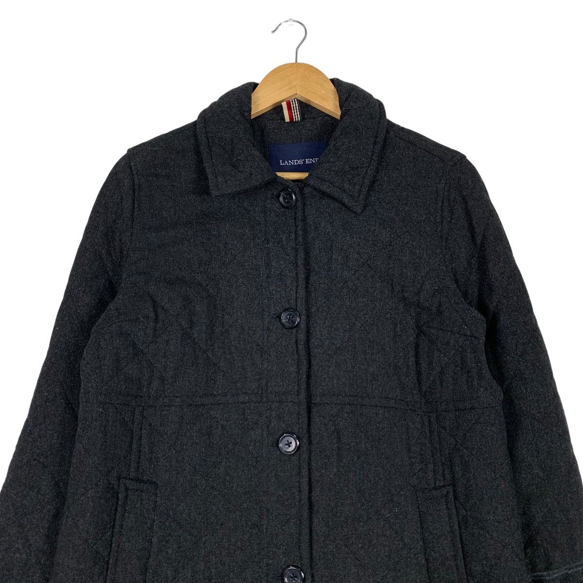 Lands' End LANDS’ END Primaloft Wool Rayon Black Coat #1132-C52 Size L / US 10 / IT 46 - 2 Thumbnail