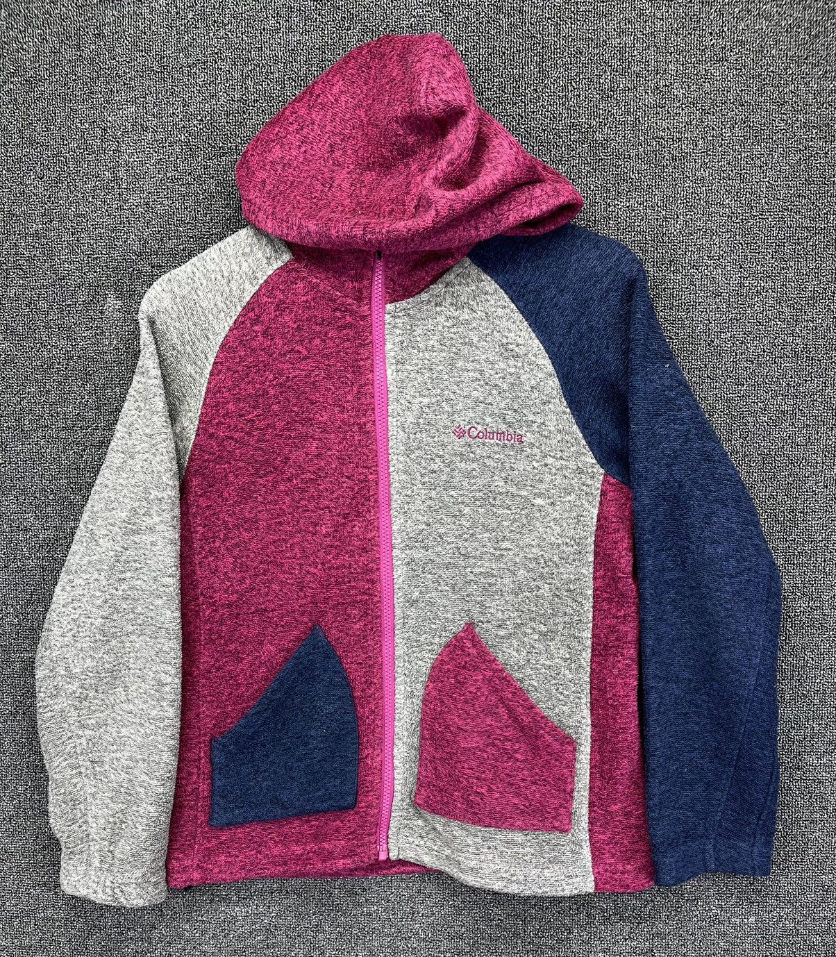 Columbia Fleece Hooded Rare Multicolor Zip Up Jacket