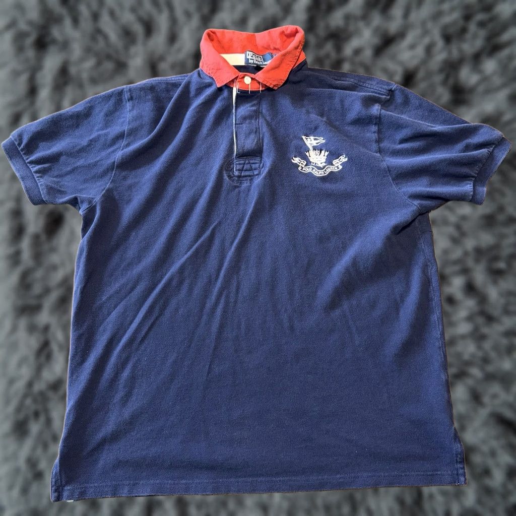 Polo Ralph Lauren VINTAGE Polo Ralph Lauren H.M.S. Polo Shirt Crown Flag 2000s Blue Men’s XL Y2K Polo shirt Mens XL Blue Crown Flag Polo Ralph Lauren Shirt Size US XL / EU 56 / 4 - 1 Thumbnail